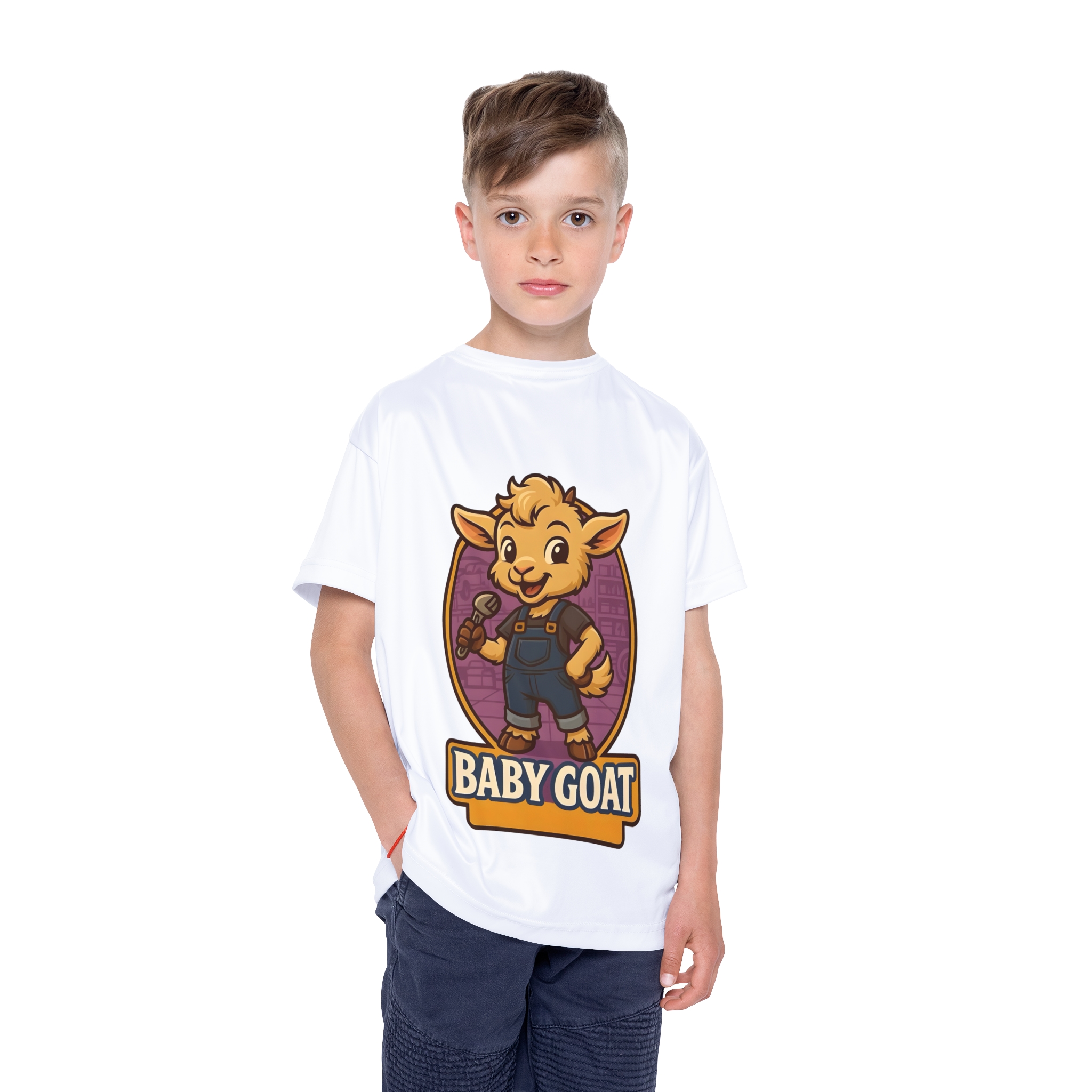Ollie the Fix-It Kids Jersey - Cute "Baby Goat" Cartoon Sports Tee for Children - Image 3