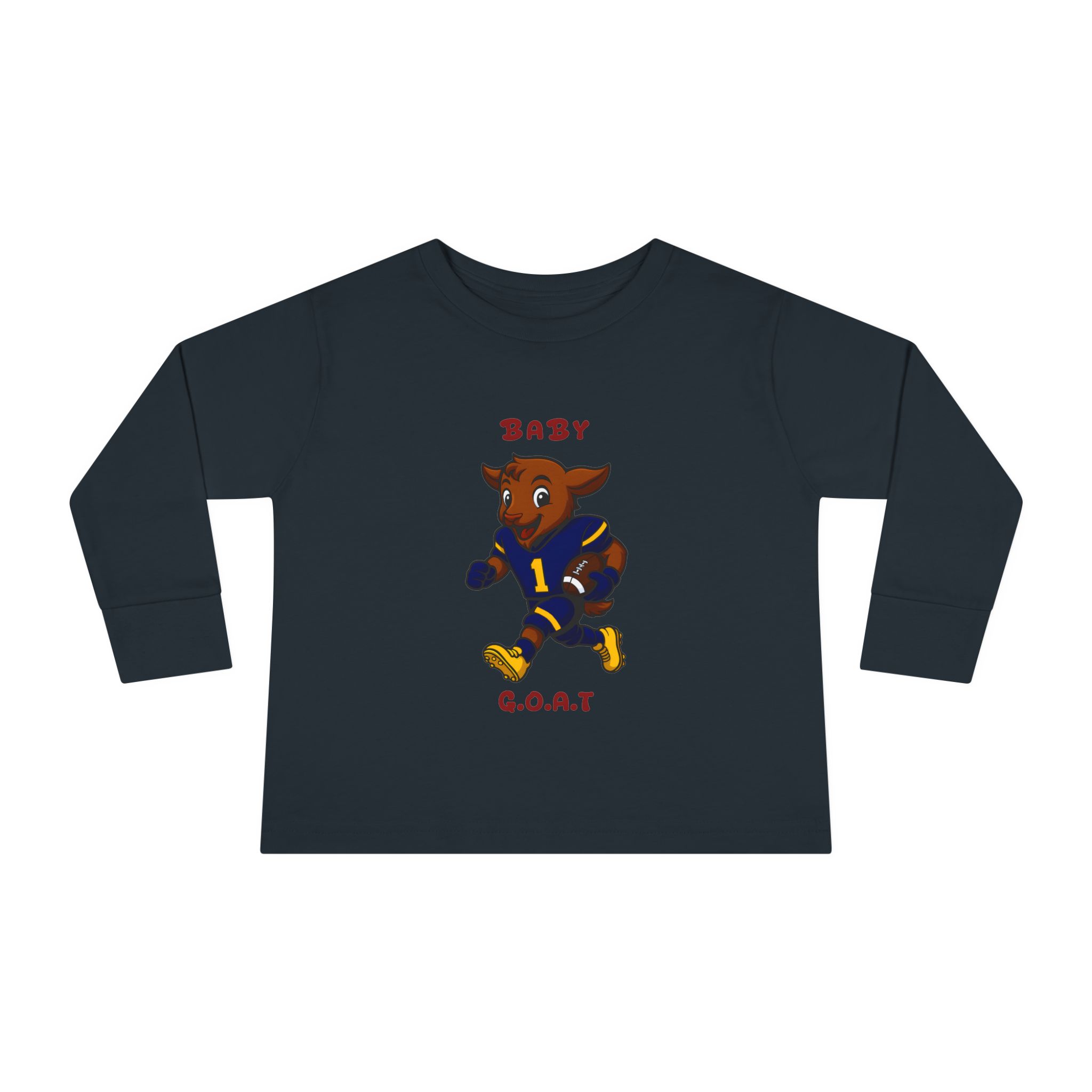Davon The Touchdown Star In Action Toddler Long Sleeve Tee — "Baby G.O.A.T." Football Goat Graphic - Image 9