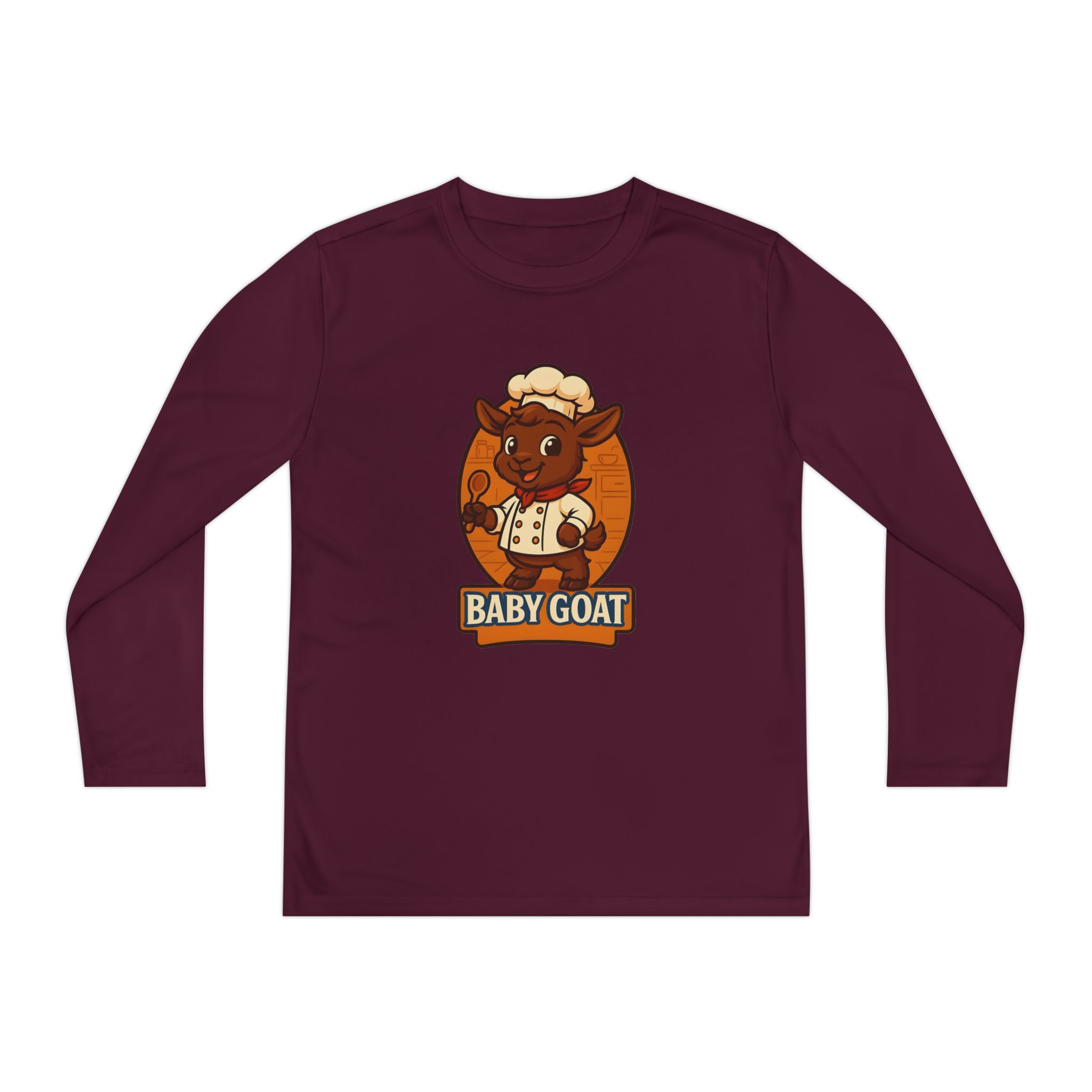 Youth Long Sleeve Tee — Cute 'Baby Goat' Cartoon Baseball Design - Image 13