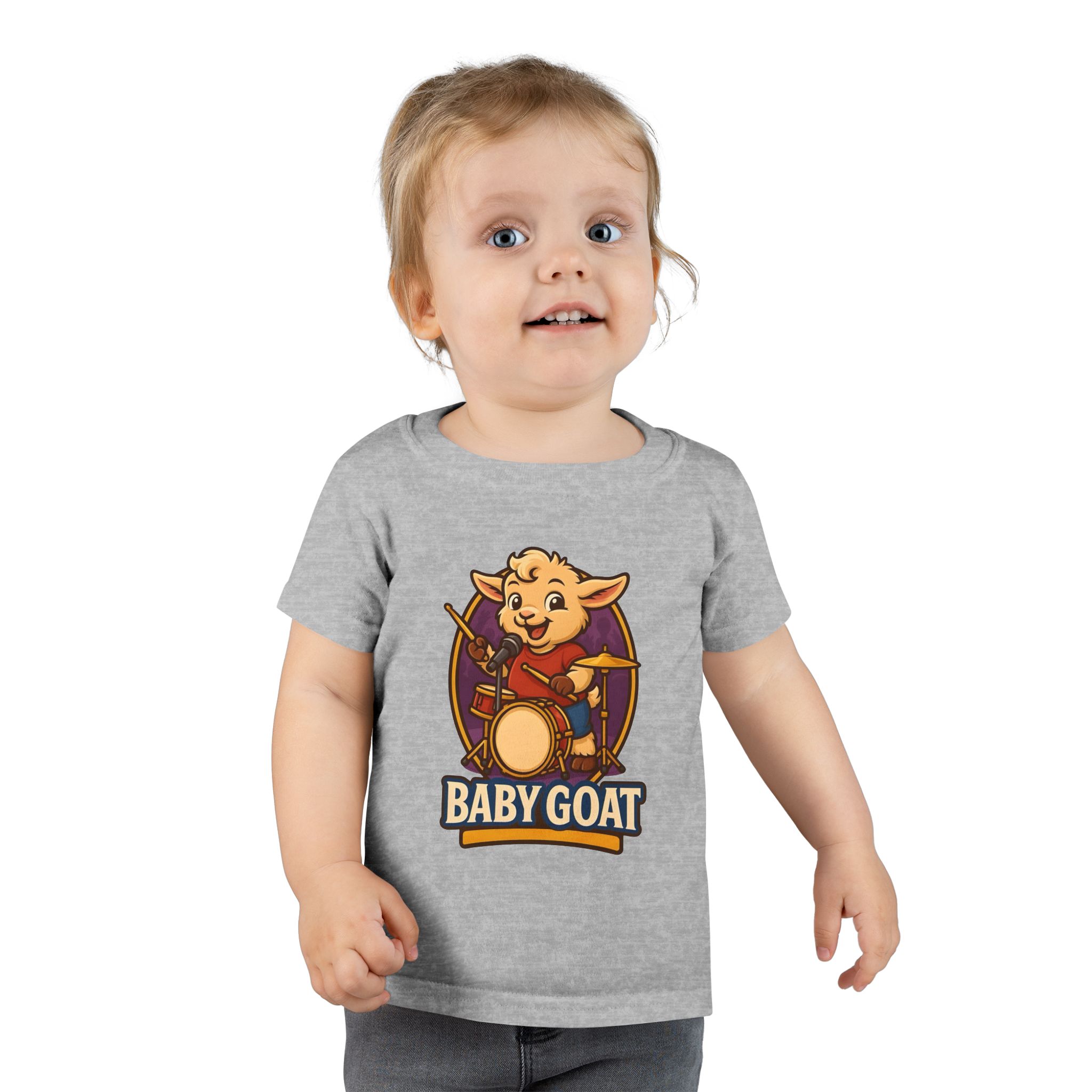 Baby Goat Toddler T-Shirt — Cute Drummer Kid Goat Graphic Tee - Image 3