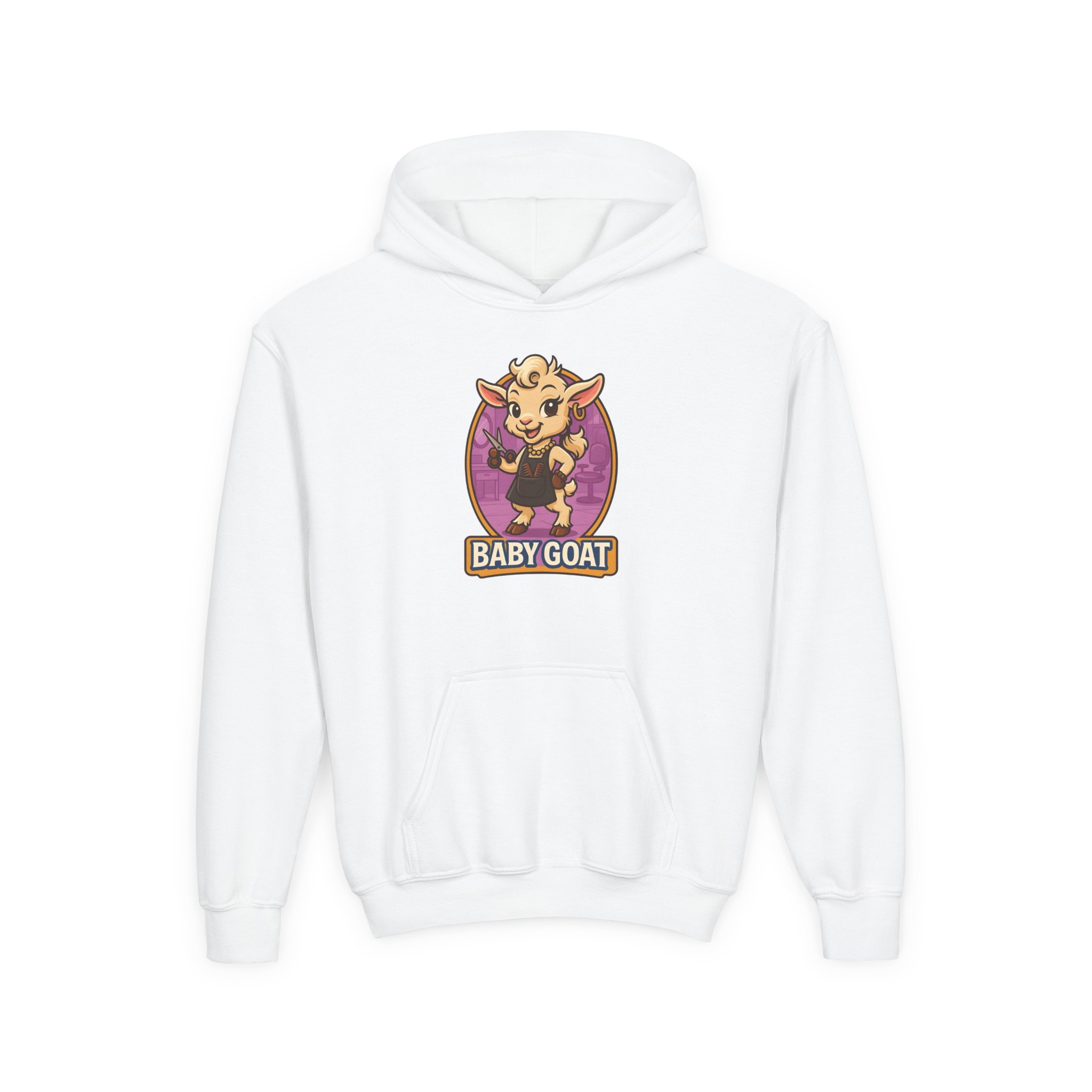 Joy the Stylist Baby Goat Youth Hoodie — Cute Cartoon Kid's Goat Pullover