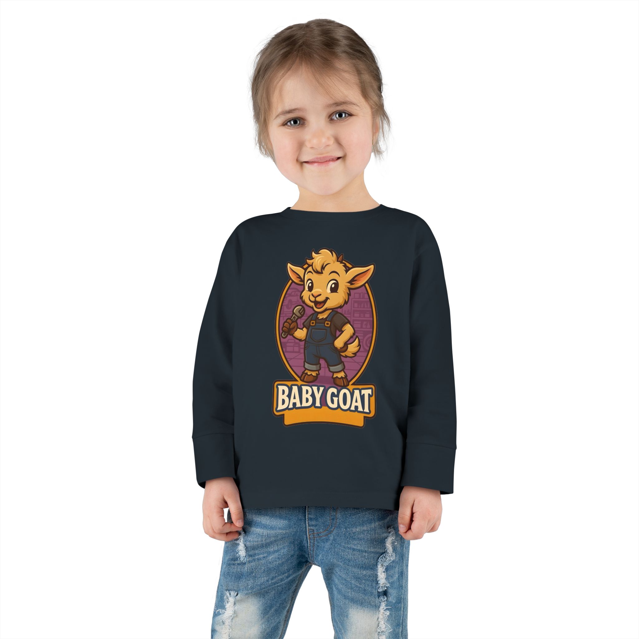 Toddler Long Sleeve Tee — Cute 'Baby Goat' Cartoon Kids Shirt - Image 16