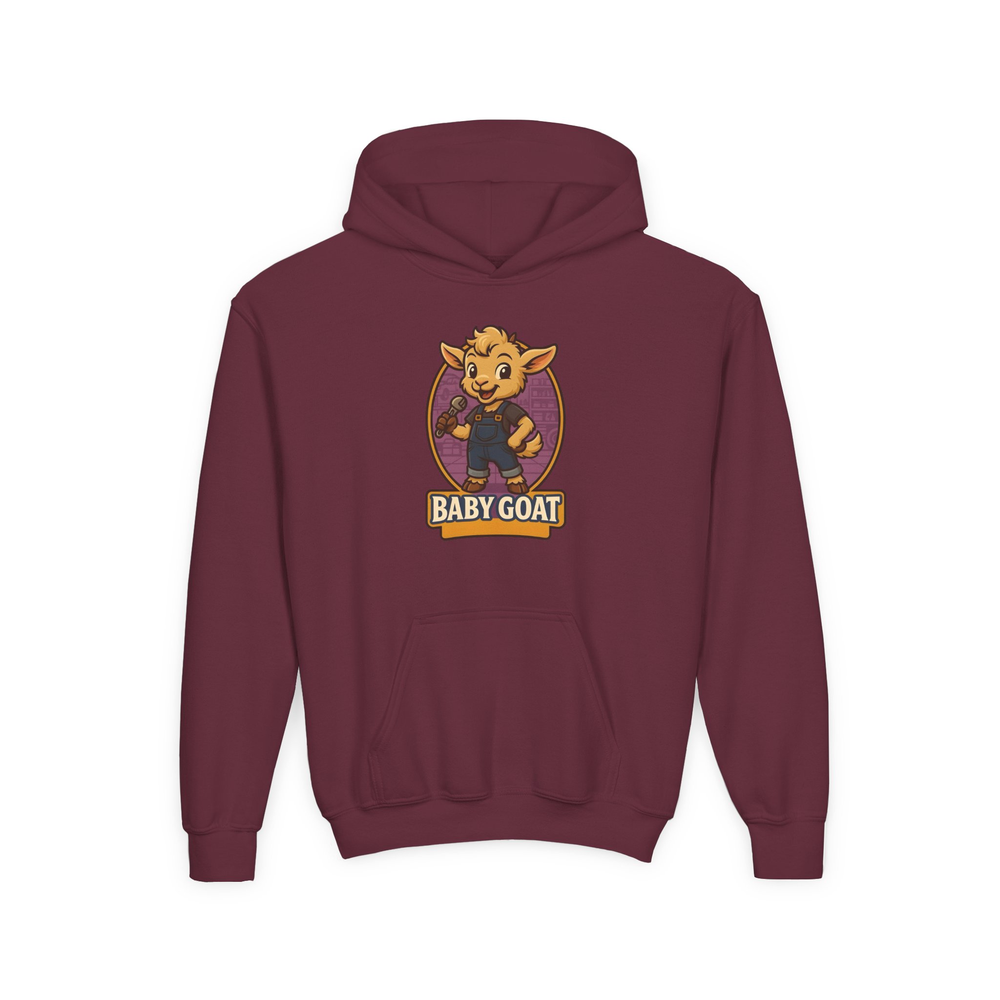 Ollie the Fix-It Goat Youth Hoodie — "Baby Goat" Cartoon Goat Kids Pullover - Image 13