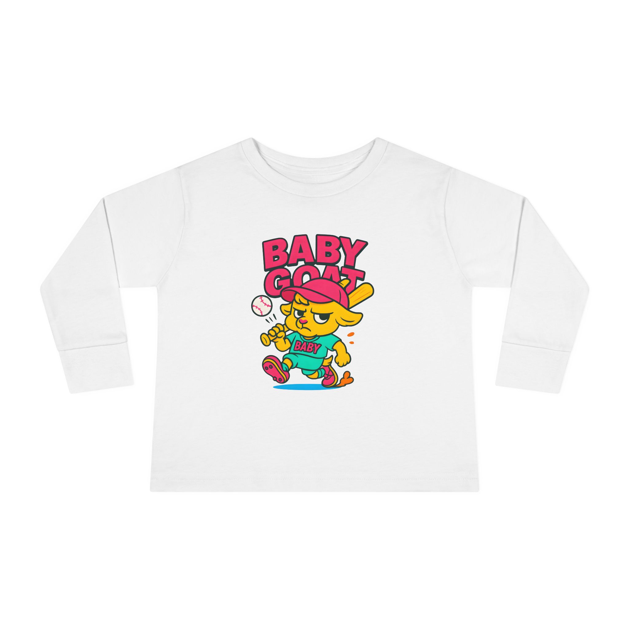 Skye the Cool Queen Baby Goat Toddler Long Sleeve Tee — Cute Cartoon Kid’s Shirt