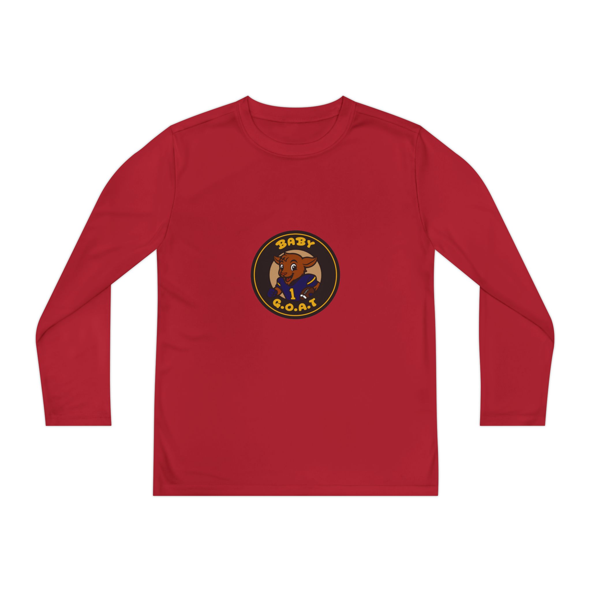 Davon The Touchdown Star Yello Background Youth Long Sleeve Tee — 'Baby G.O.A.T.' Goat Logo Athletic Shirt - Image 9