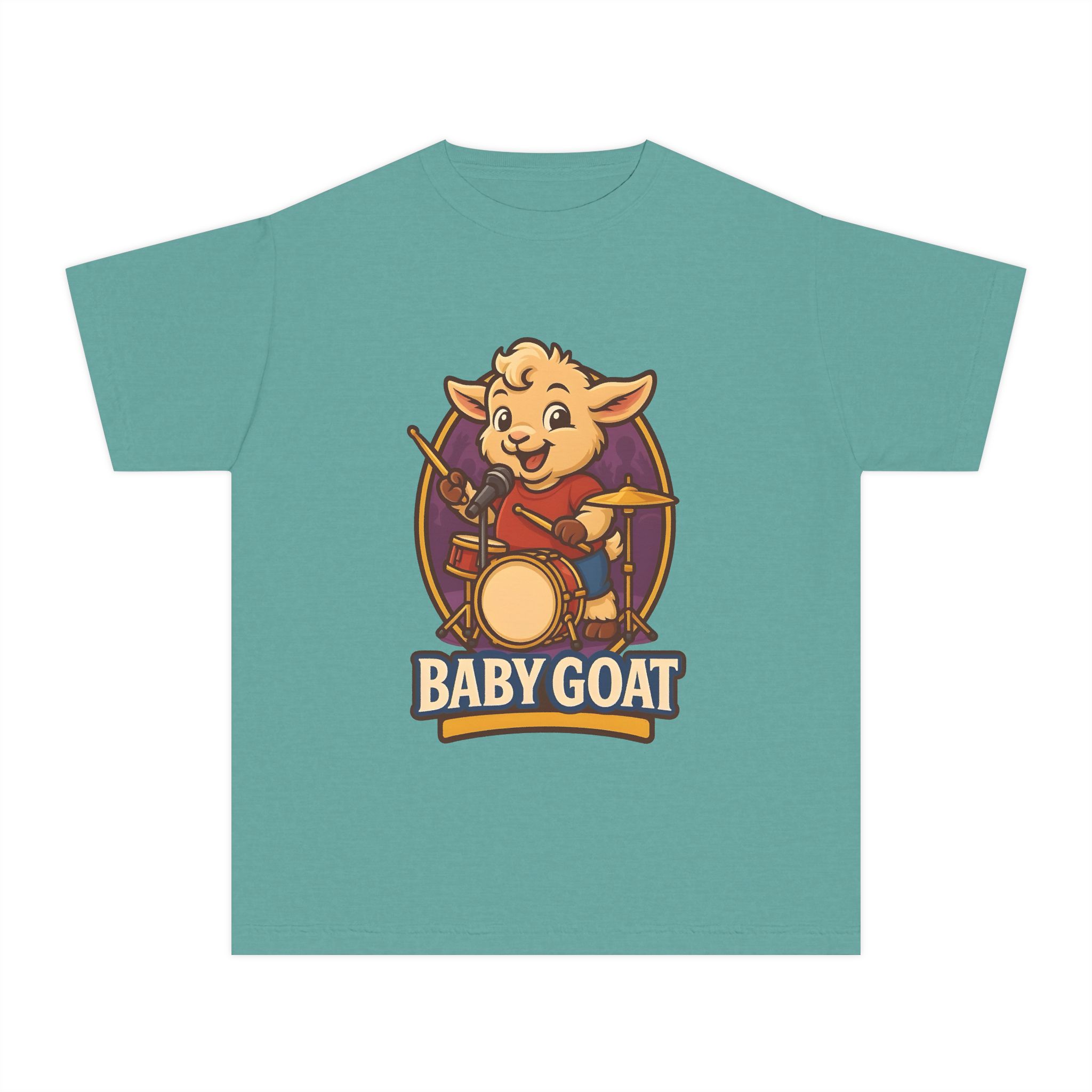 Baby Goat Drummer Youth Tee — Cute Kids Graphic T-Shirt