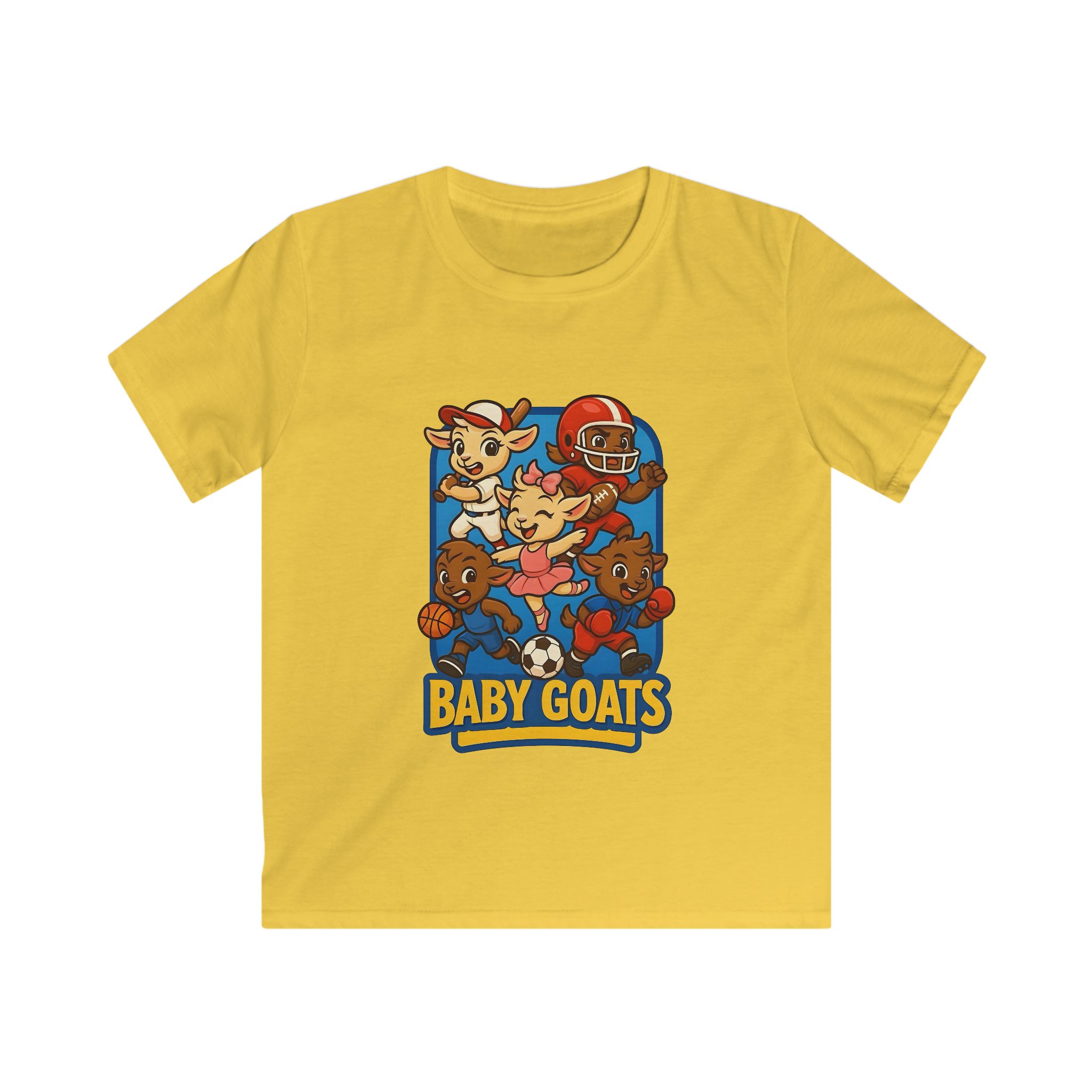 The Little Champs Crew Kids "Baby Goats" Sports Tee — Cute Athletic Goat Characters