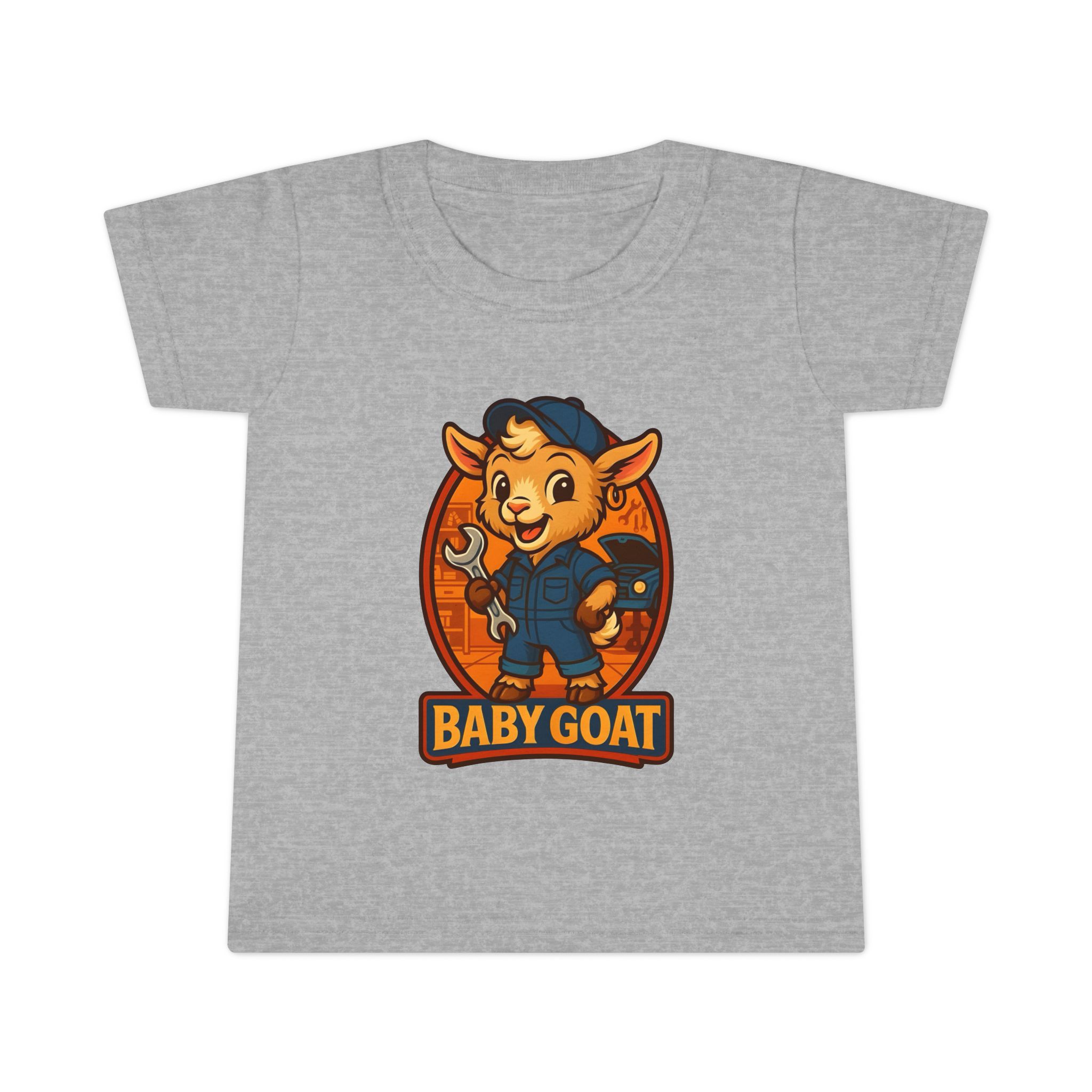 Ollie the Auto Helper Baby Goat Toddler T-Shirt — Cute Mechanic Goat Kids Tee