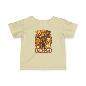 Little Dreamers Infant Tee — Cute ‘Baby Goats’ Cartoon Kids Shirt (Baby Goat Family) Front & Back
