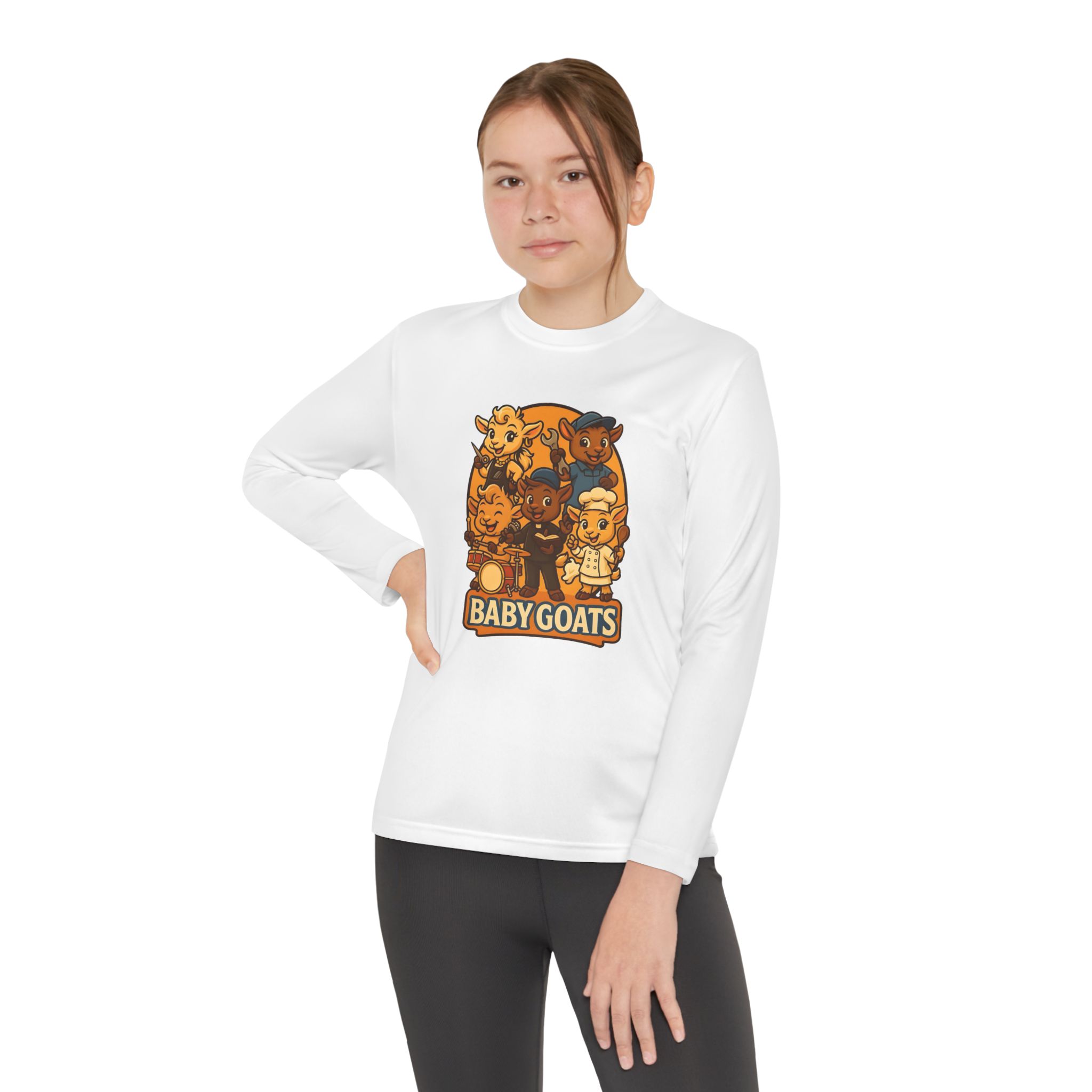 Youth Long Sleeve Tee — 'Baby Goats' Cute Cartoon Kids Shirt - Image 4