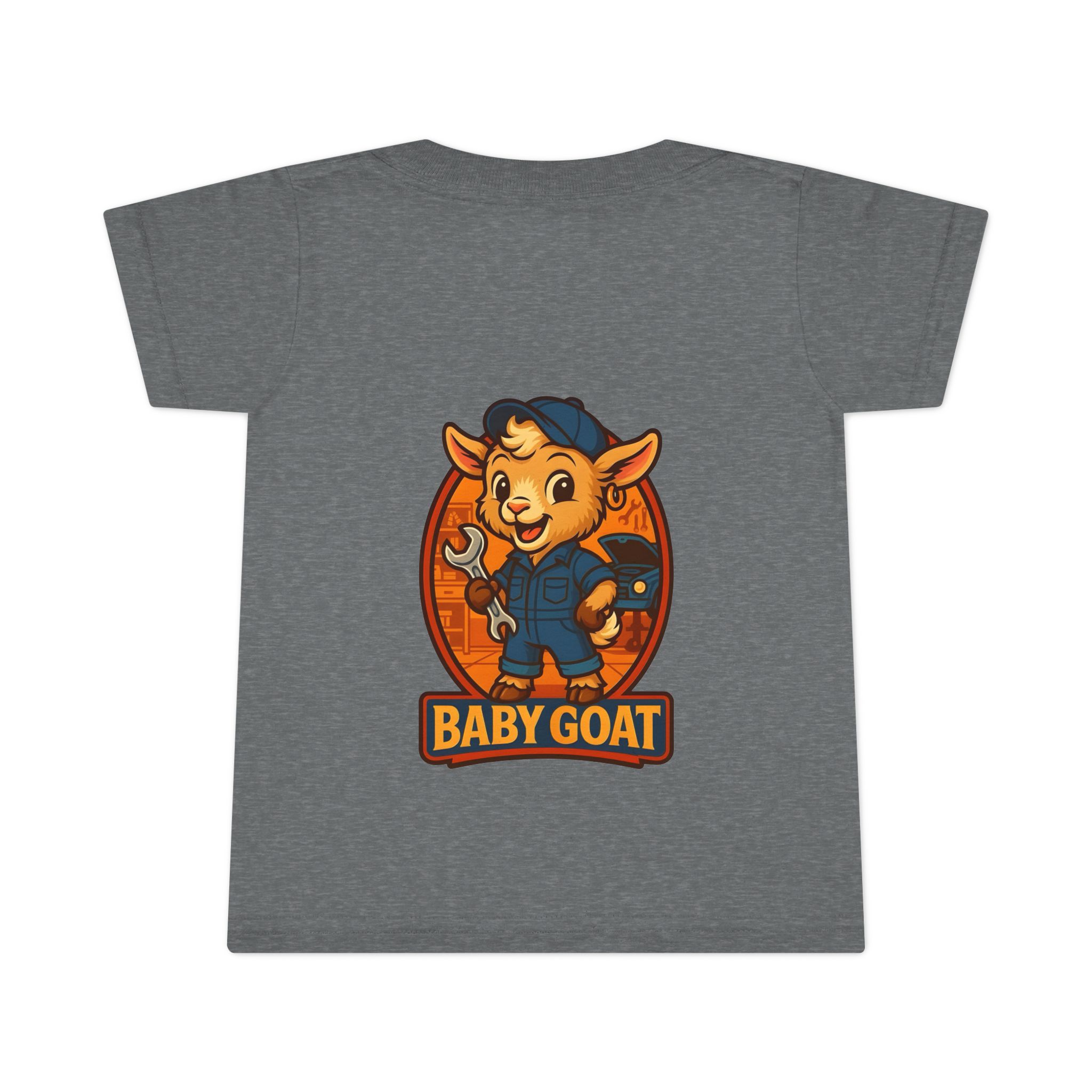 Ollie the Auto Helper Baby Goat Toddler T-Shirt — Cute Mechanic Goat Kids Tee - Image 8