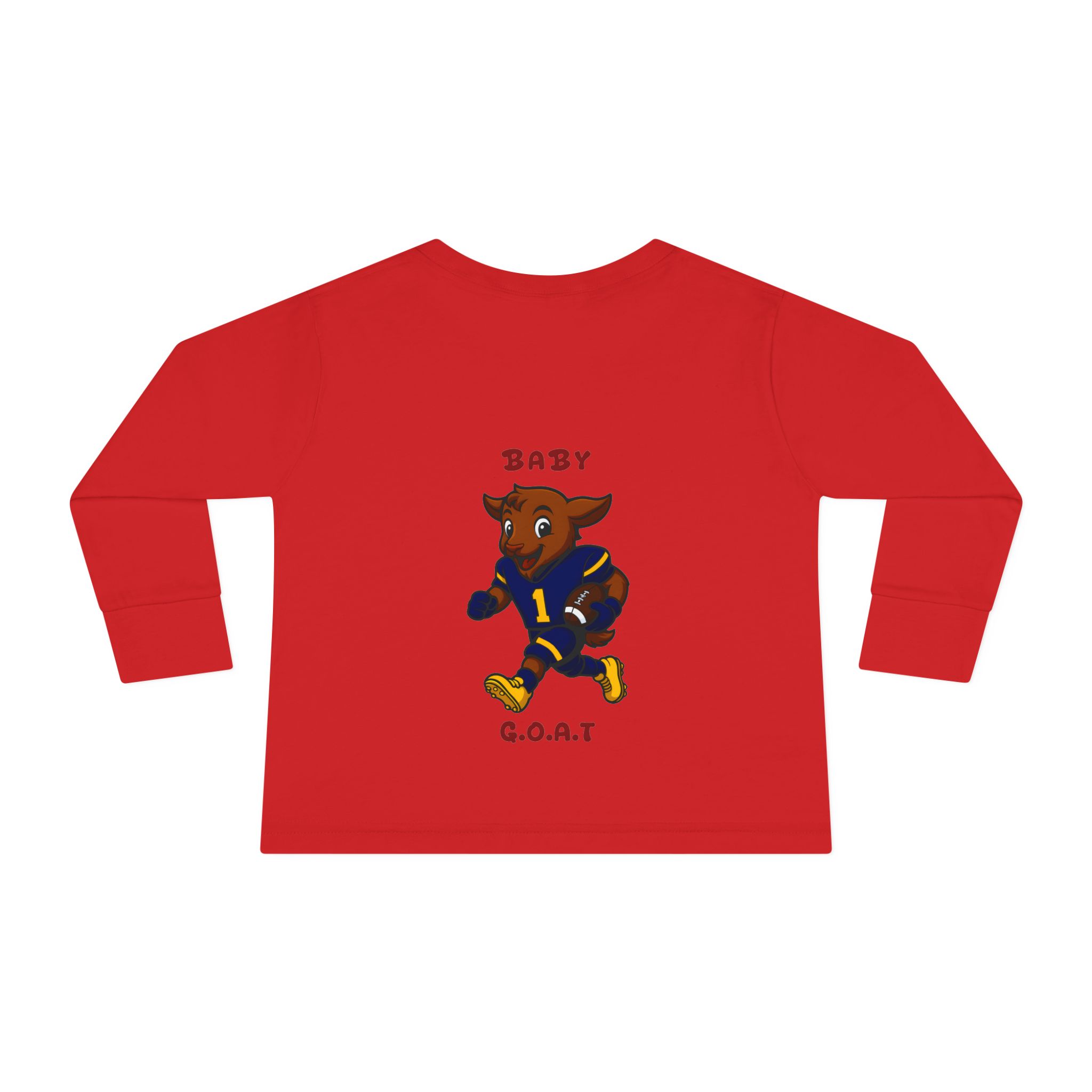 Davon The Touchdown Star In Action Toddler Long Sleeve Tee — "Baby G.O.A.T." Football Goat Graphic - Image 14