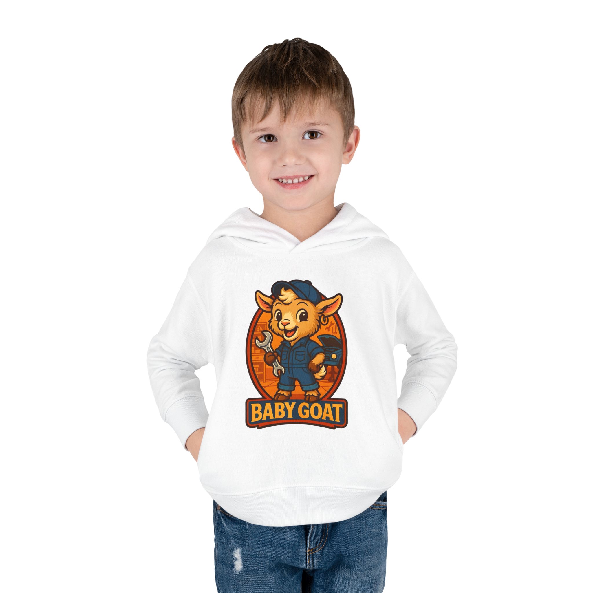 Ollie the Auto Helper Baby Goat Toddler Hoodie — Cute Cartoon Goat Pullover for Kids - Image 3