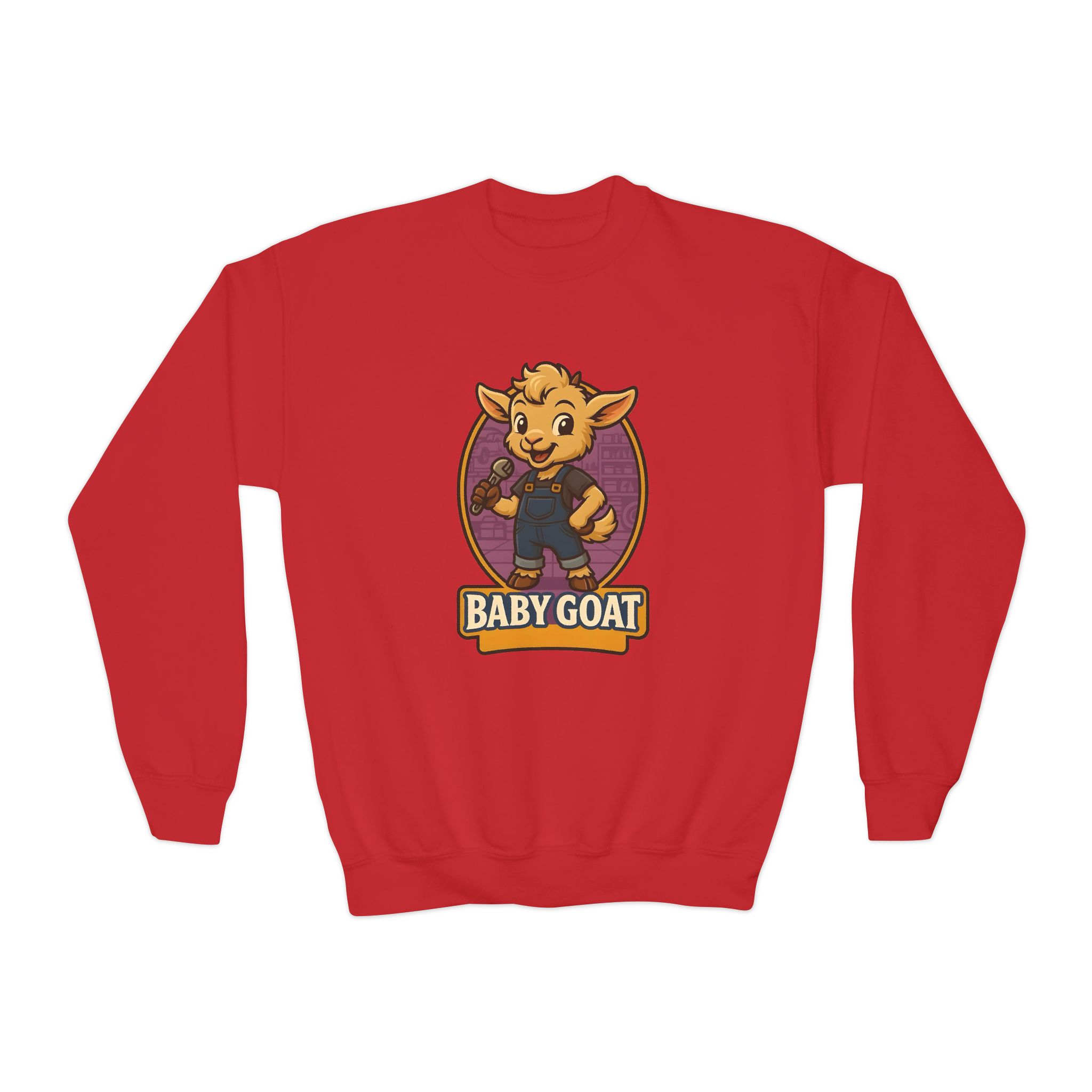 Youth Crewneck Sweatshirt - Cute 'Baby Goat' Cartoon Kids Pullover - Image 13