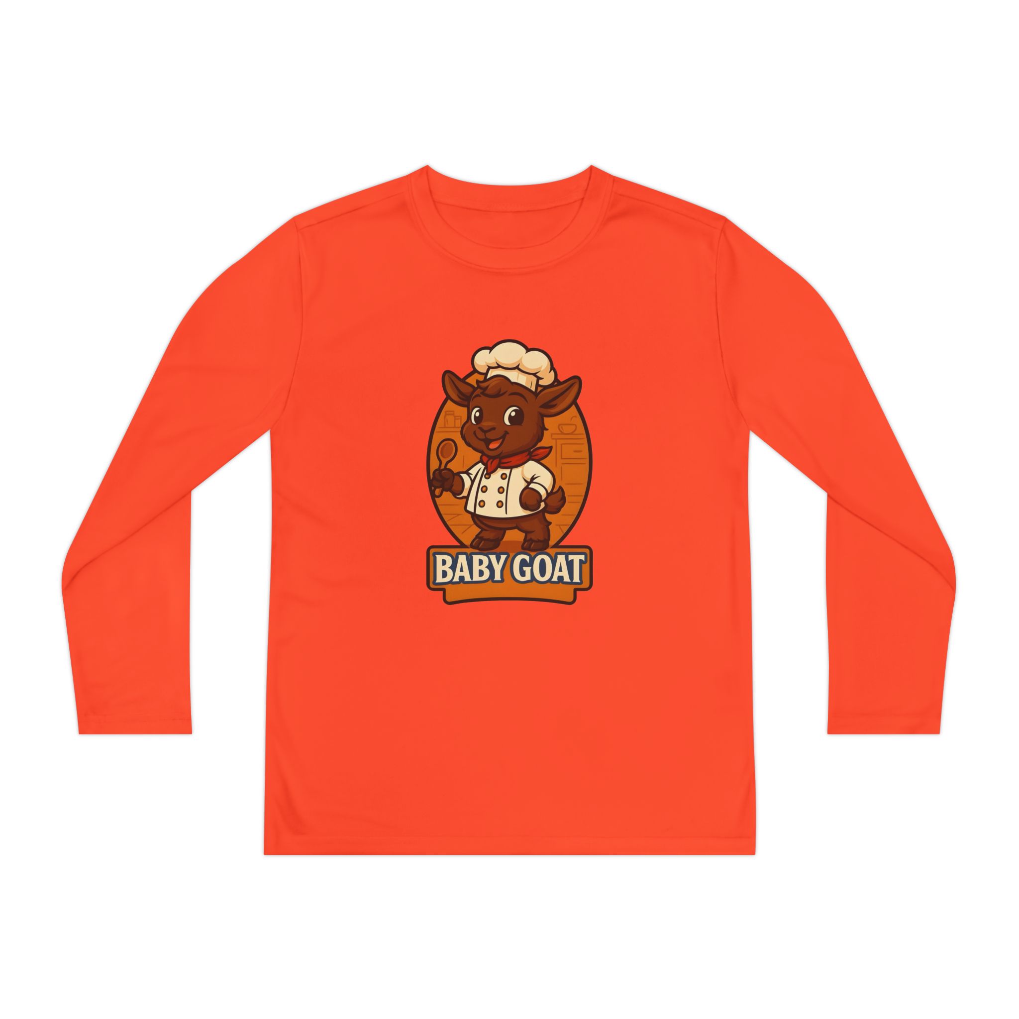 Youth Long Sleeve Tee — Cute 'Baby Goat' Cartoon Baseball Design