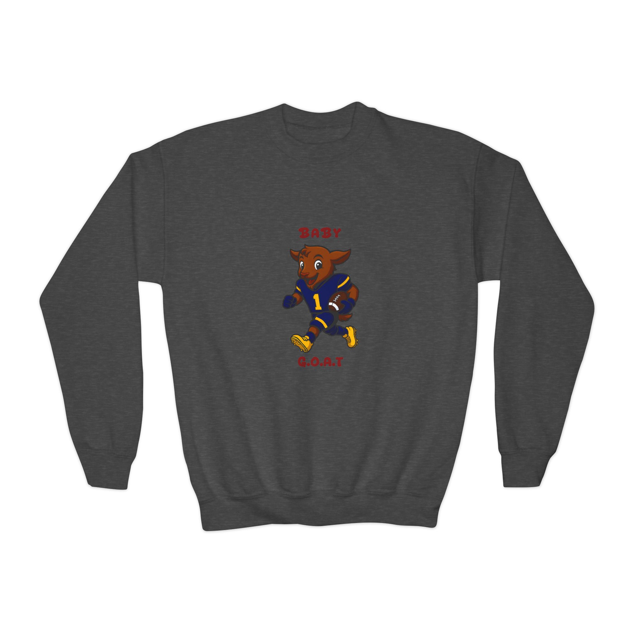 Davon The Touchdown Star In Action Baby G.O.A.T. Youth Crewneck Sweatshirt — Cute Cartoon Goat Graphic - Image 9