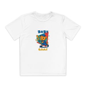 Barry the Slugger Youth Baseball Tee - "Baby G.O.A.T." Cute Goat Batter Kids Shirt