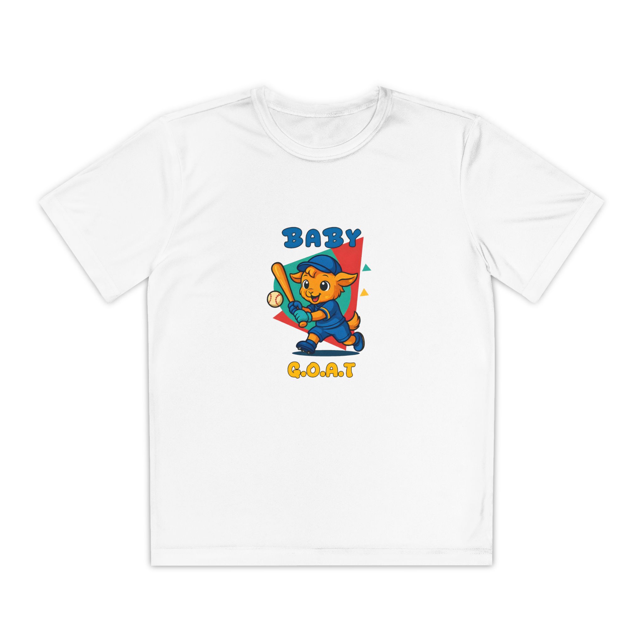 Barry the Slugger Youth Baseball Tee - "Baby G.O.A.T." Cute Goat Batter Kids Shirt