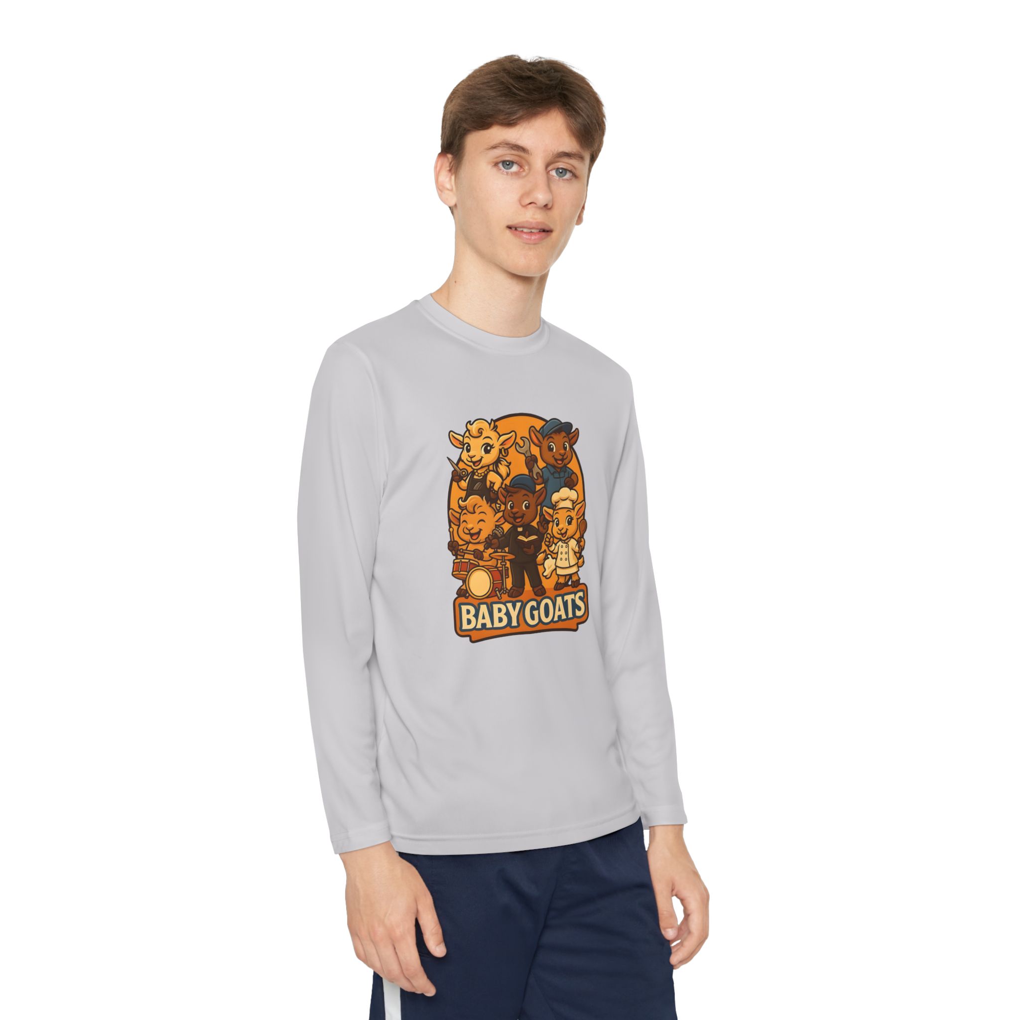 Youth Long Sleeve Tee — 'Baby Goats' Cute Cartoon Kids Shirt - Image 7