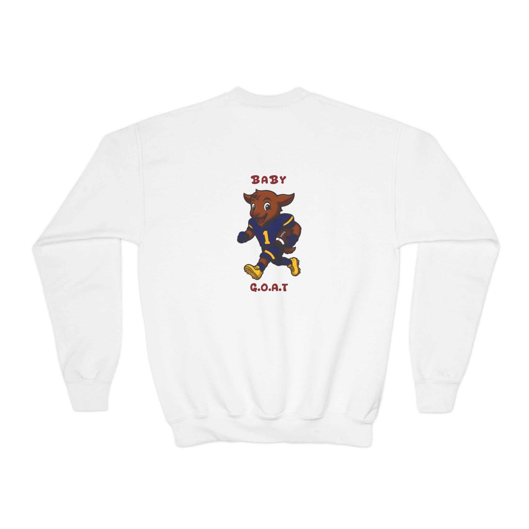 Davon The Touchdown Star In Action Baby G.O.A.T. Youth Crewneck Sweatshirt — Cute Cartoon Goat Graphic - Image 2