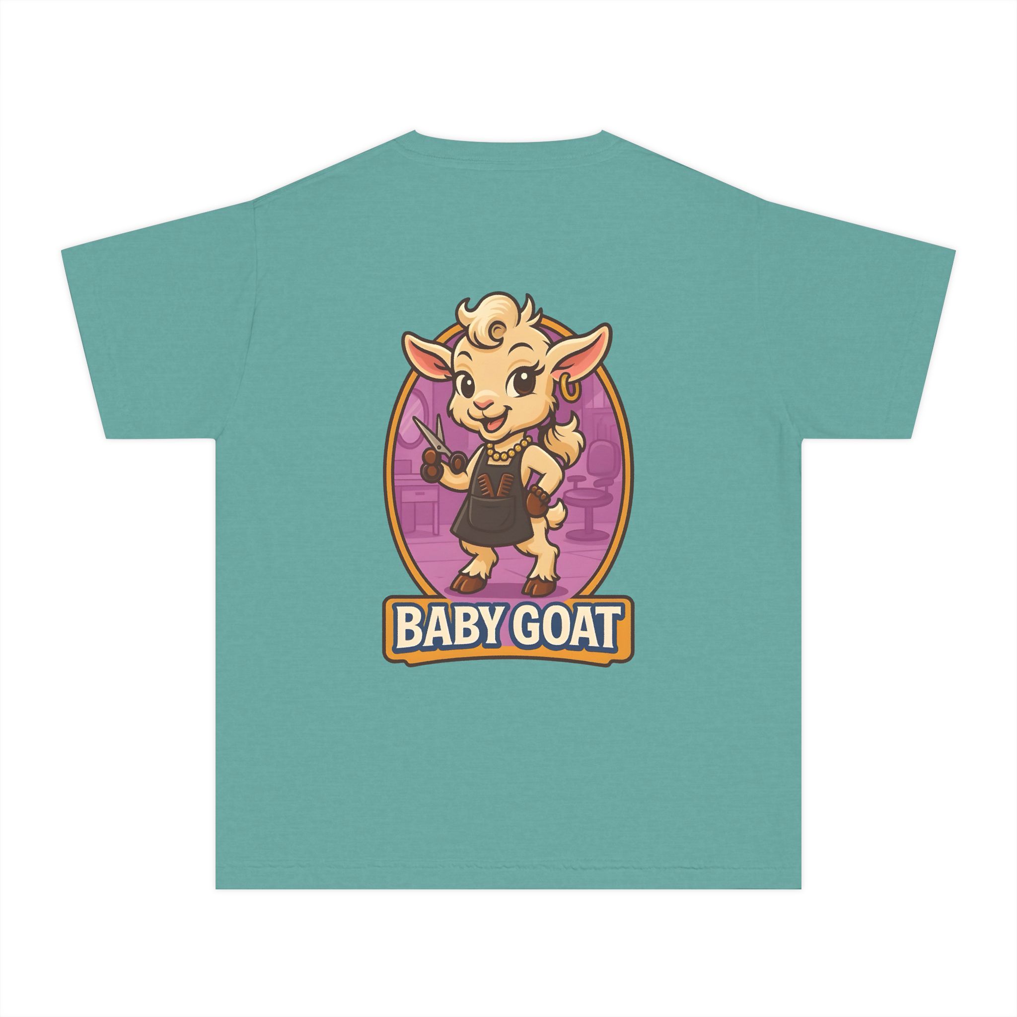 Joy the Stylist Baby Goat Youth Tee – Cute Cartoon Kid’s T-Shirt - Image 5