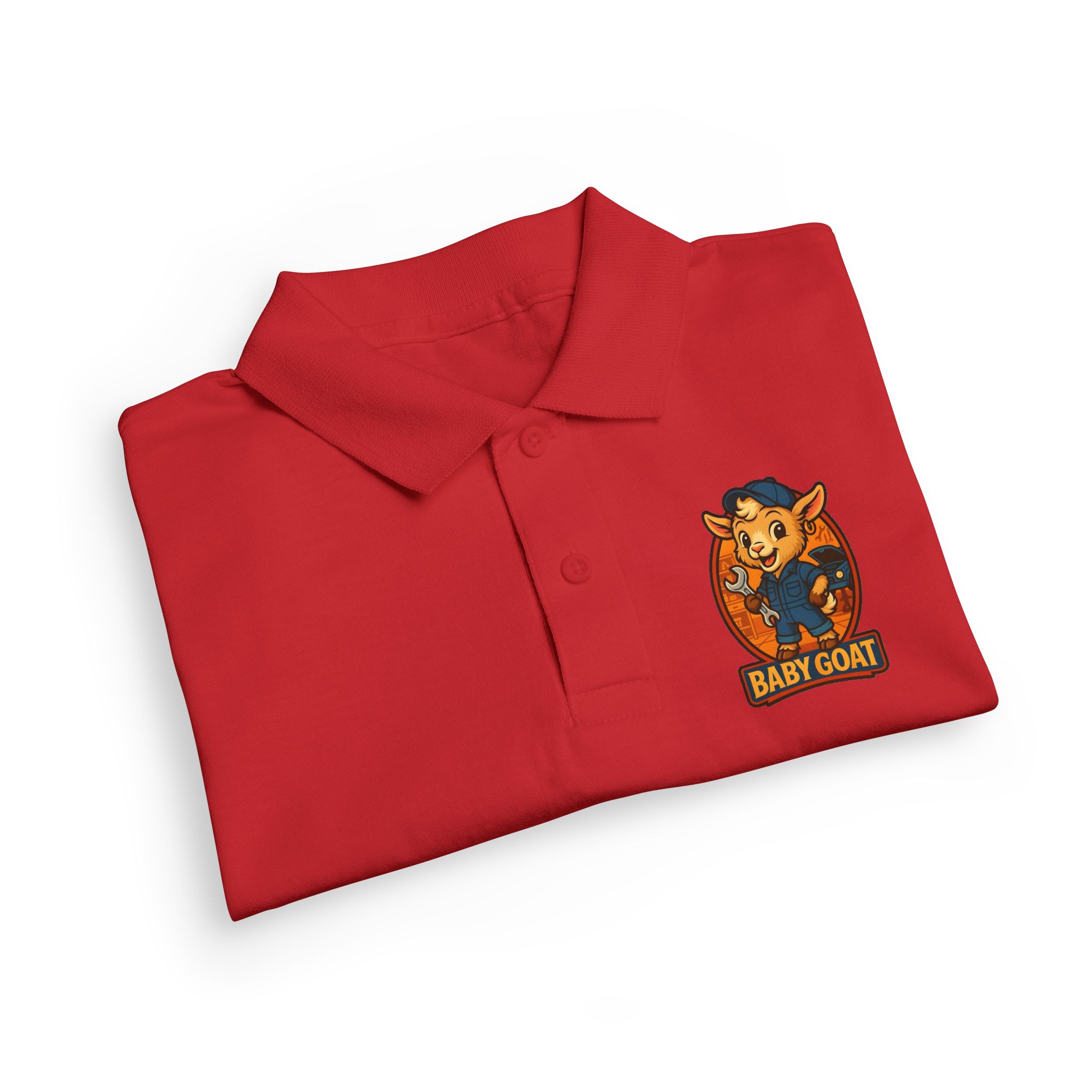 Ollie the Auto Helper Kids Polo Shirt - "Baby Goat" Mechanic Mascot Graphic - Image 15