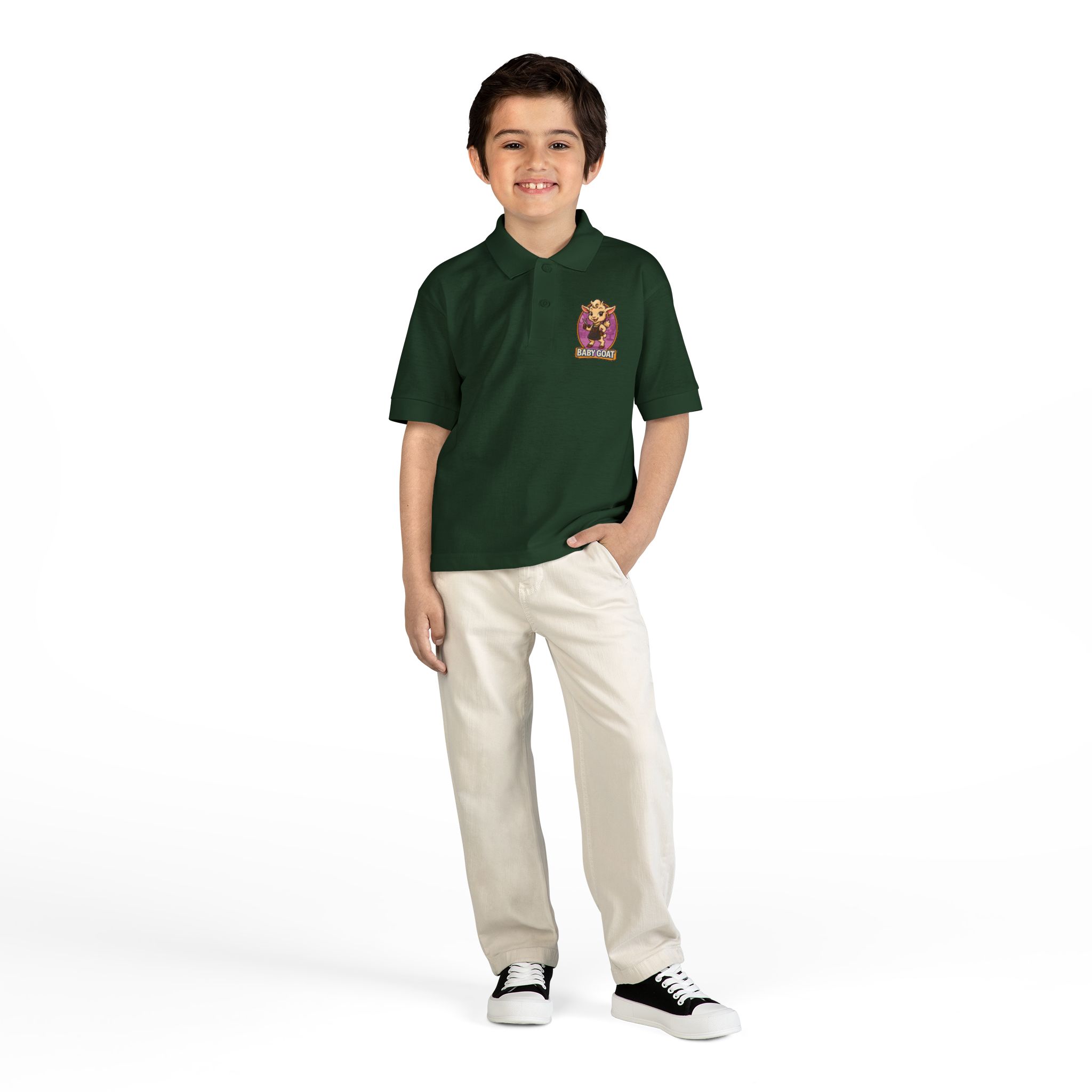 Joy the Stylist Youth Polo — Cute "Baby Goat" Embroidered Kids' School Polo - Image 16
