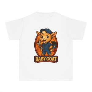 Ollie the Auto Helper Baby Goat Kid’s Tee – Cute Mechanic Baby Goat Graphic Shirt