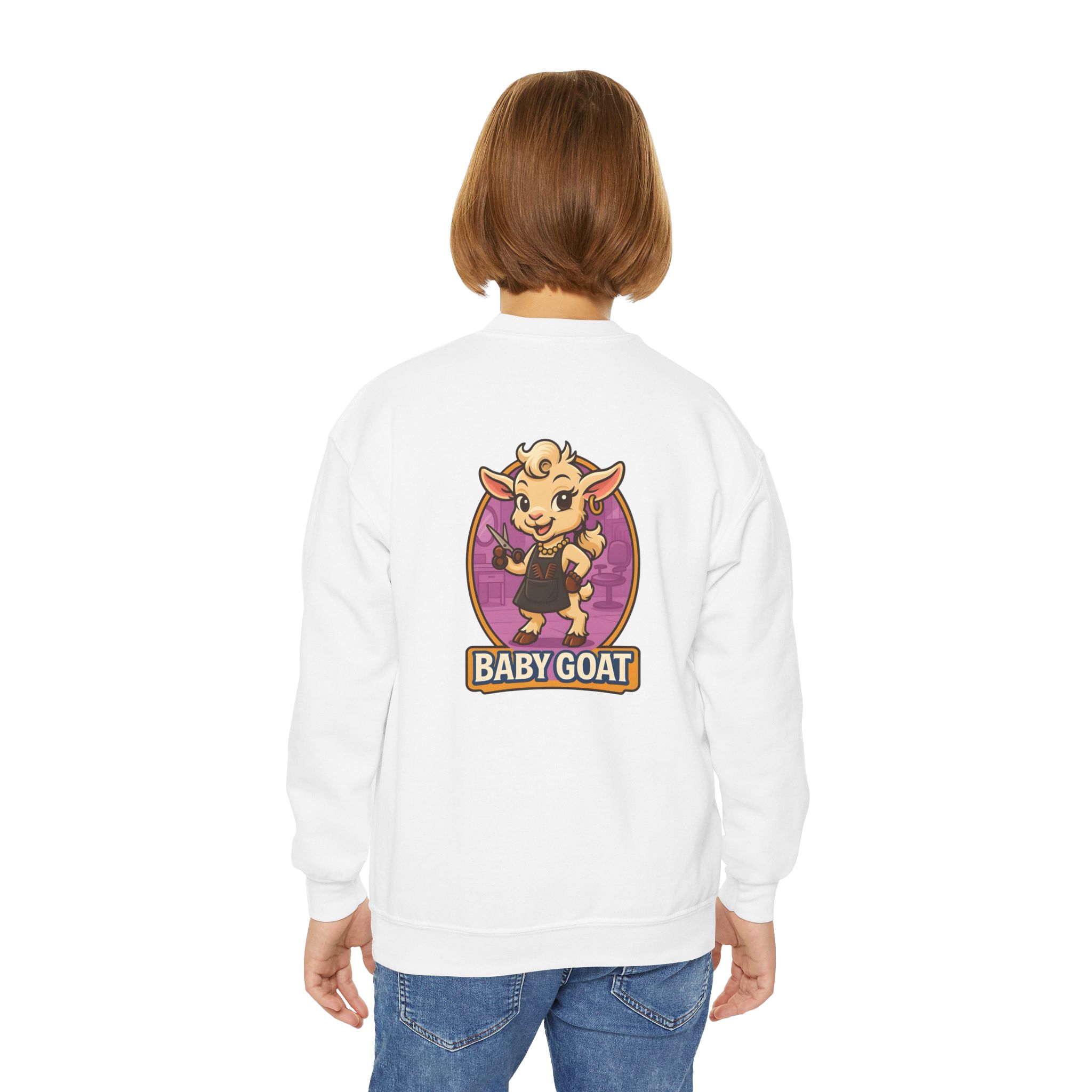 Joy the Stylist Youth Sweatshirt - 'Baby Goat' Cute Cartoon Graphic Crewneck - Image 4