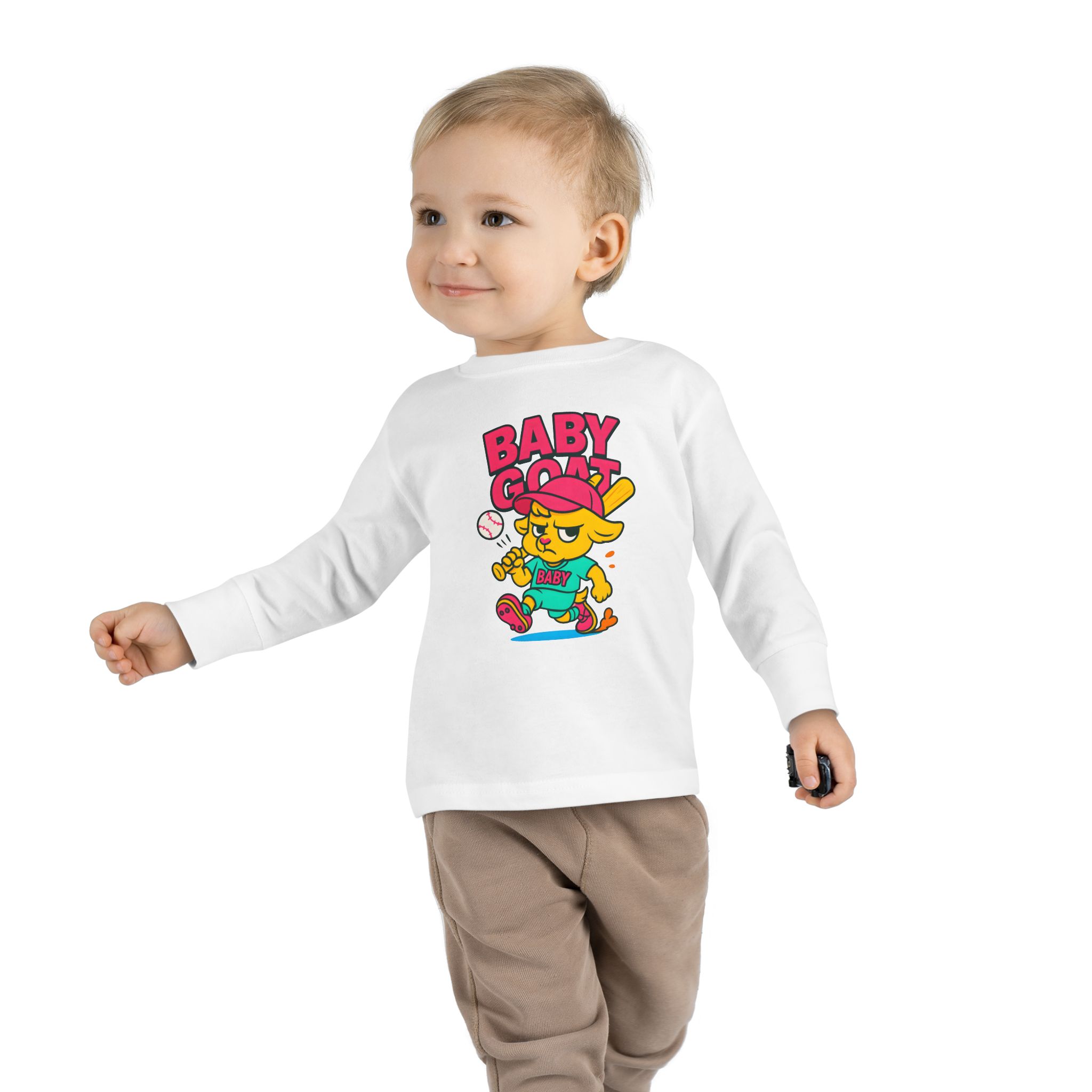 Skye the Cool Queen Baby Goat Toddler Long Sleeve Tee — Cute Cartoon Kid’s Shirt - Image 3