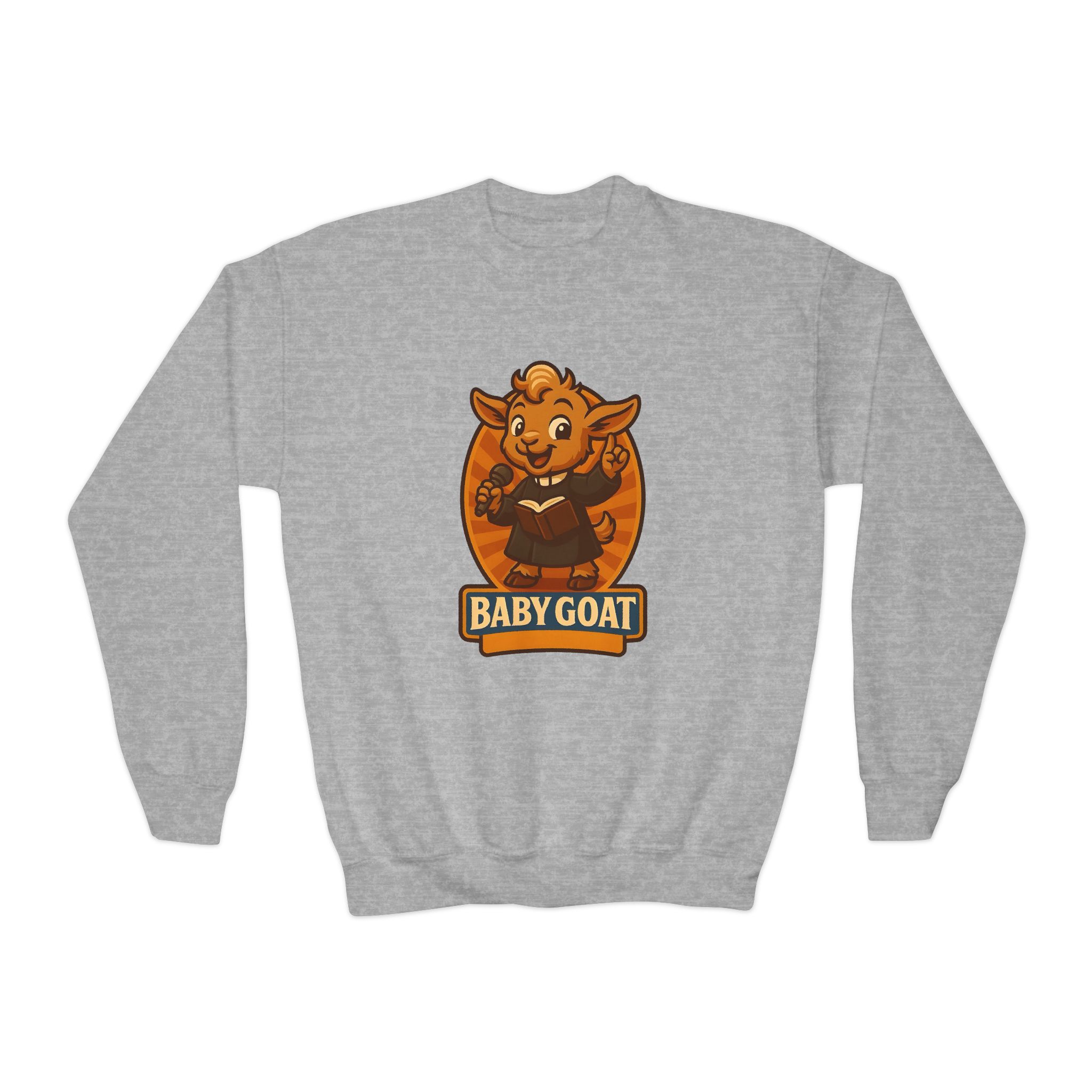 Youth Crewneck Sweatshirt — Cute 'Baby Goat' Cartoon Graphic Sweatshirt for Kids - Image 9