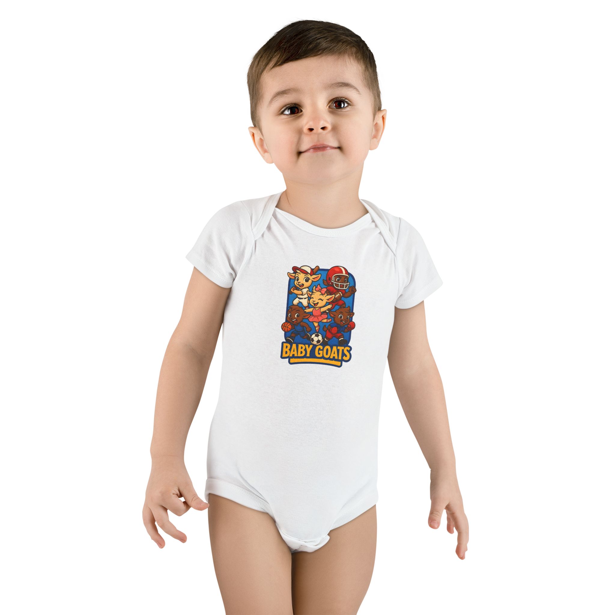 The Little Champs Crew Baby Onesie - Cute "Baby Goats" Graphic Infant Short Sleeve Bodysuit - Image 3