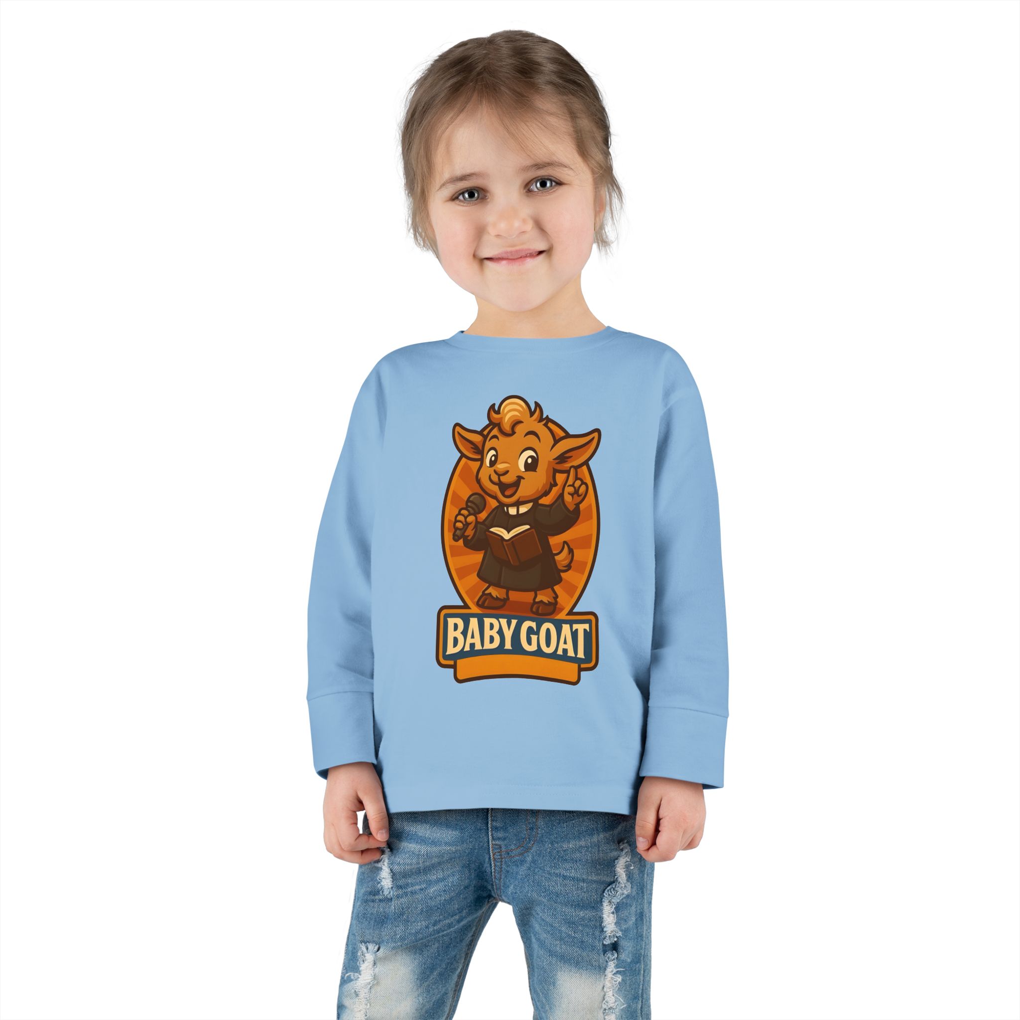 Toddler Long Sleeve Tee — Cute 'Baby Goat' Cartoon Kids Shirt - Image 8