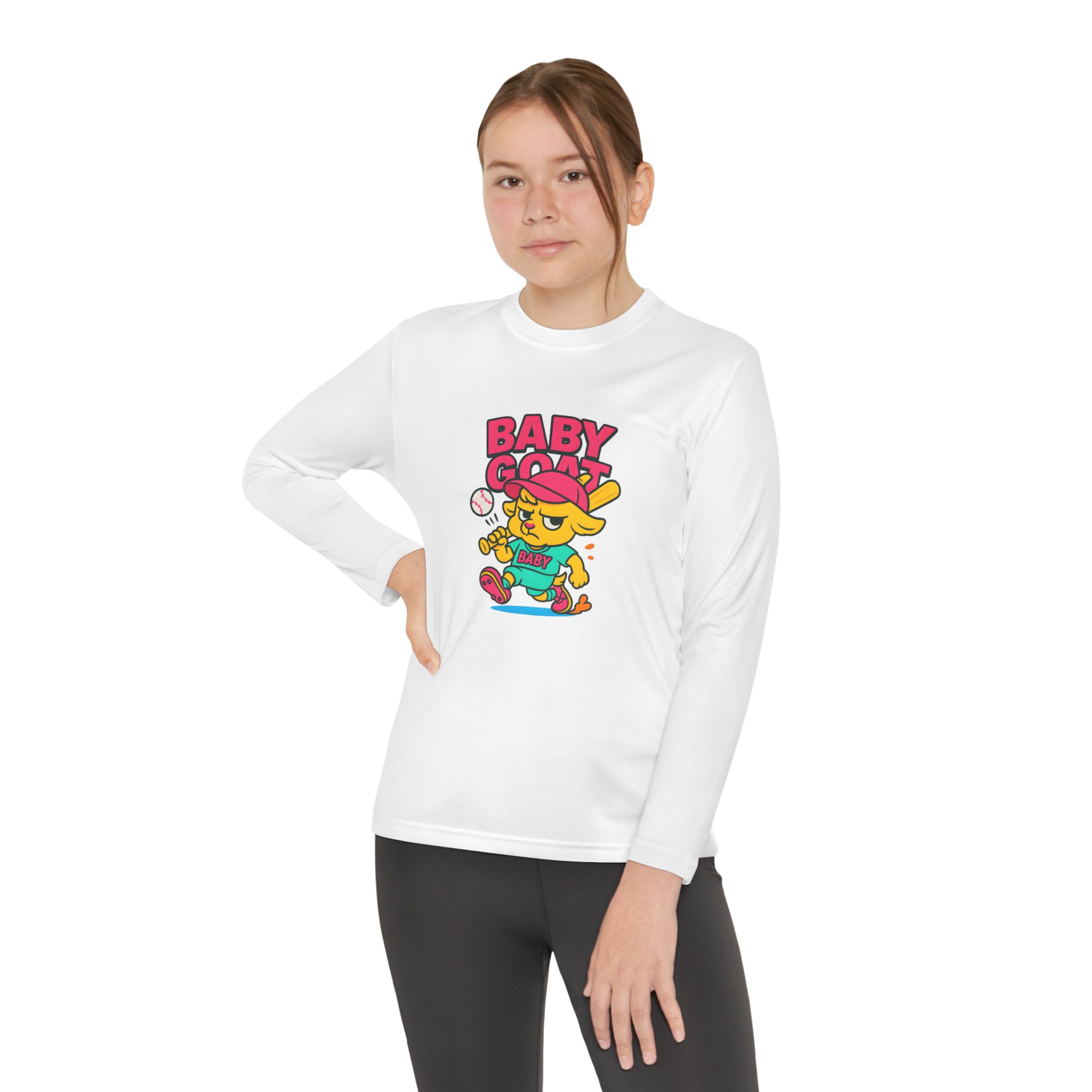 Skye the Cool Queen Youth Long Sleeve Tee — "Baby Goat" Skate Graphic - Image 4
