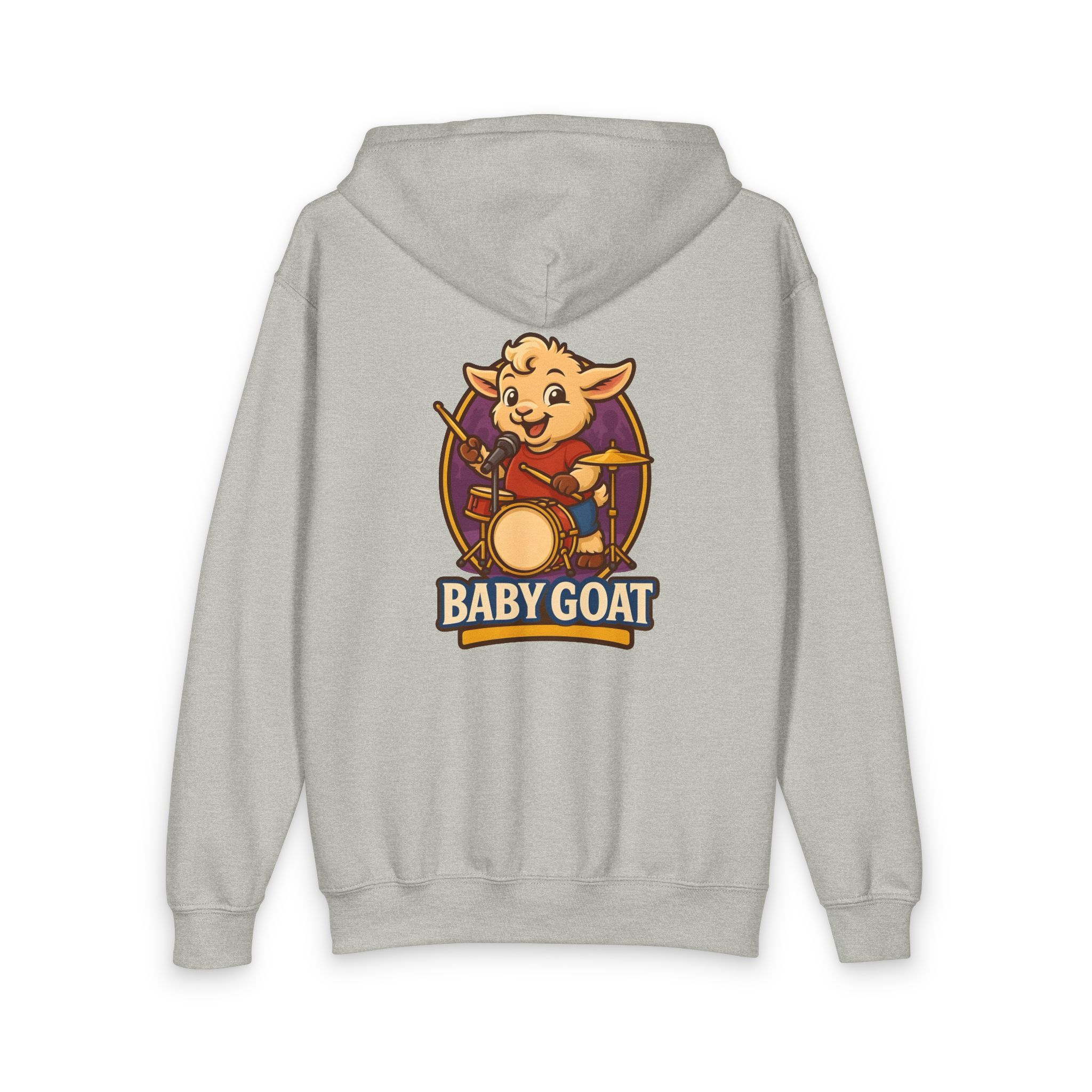 Baby Goat Drummer Youth Zip Hoodie — Cute Band Kid Graphic Hoodie - Image 5