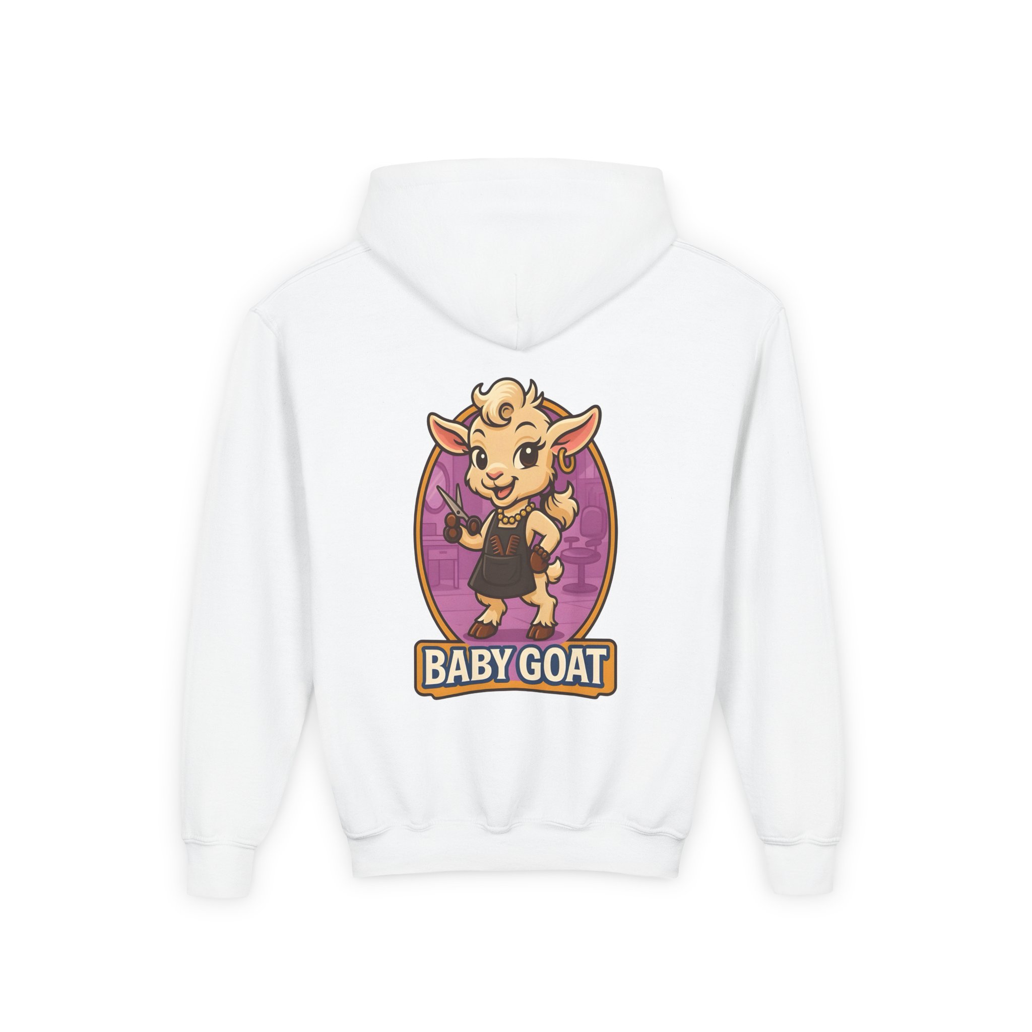 Joy the Stylist Baby Goat Youth Hoodie — Cute Cartoon Kid's Goat Pullover - Image 2