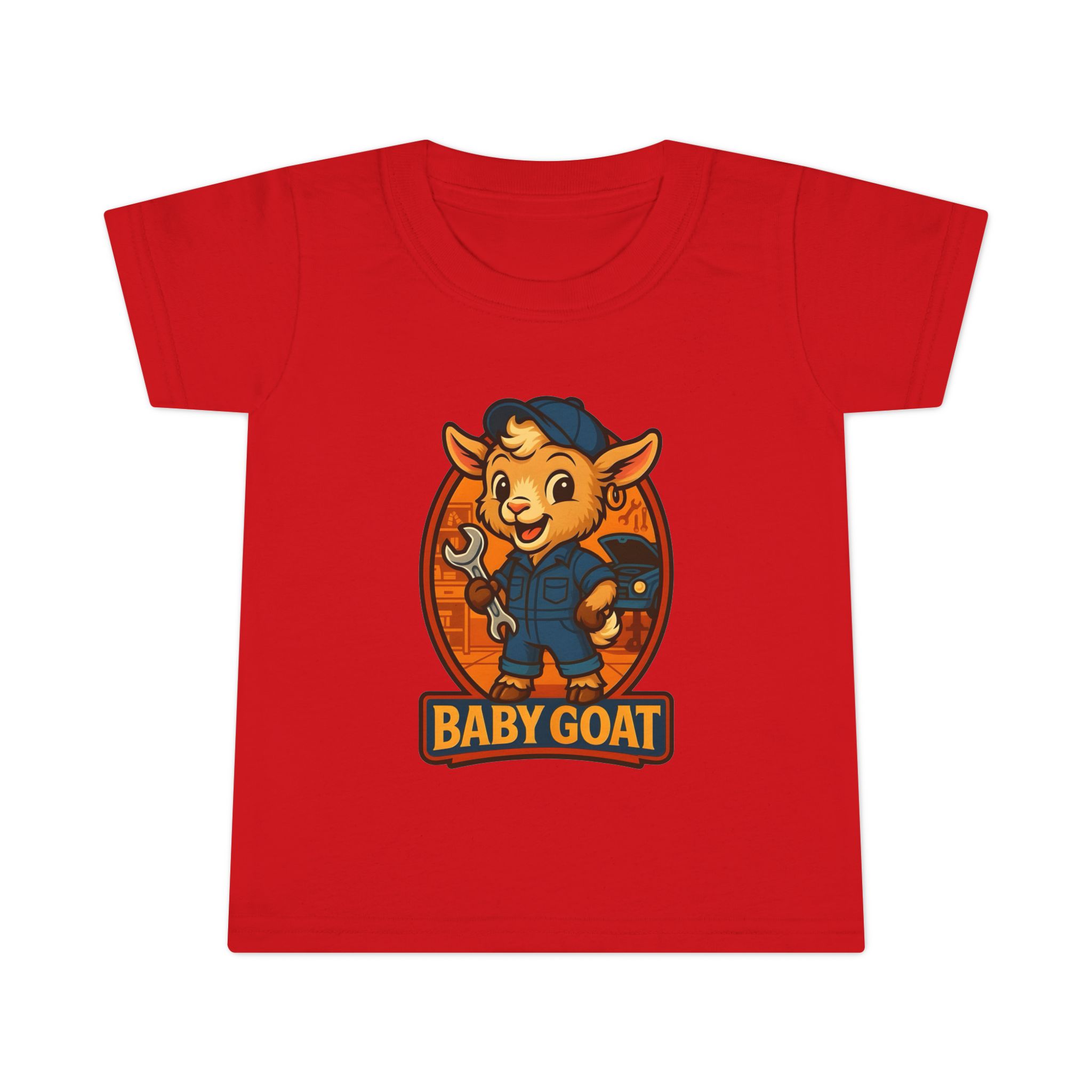 Ollie the Auto Helper Baby Goat Toddler T-Shirt — Cute Mechanic Goat Kids Tee - Image 10