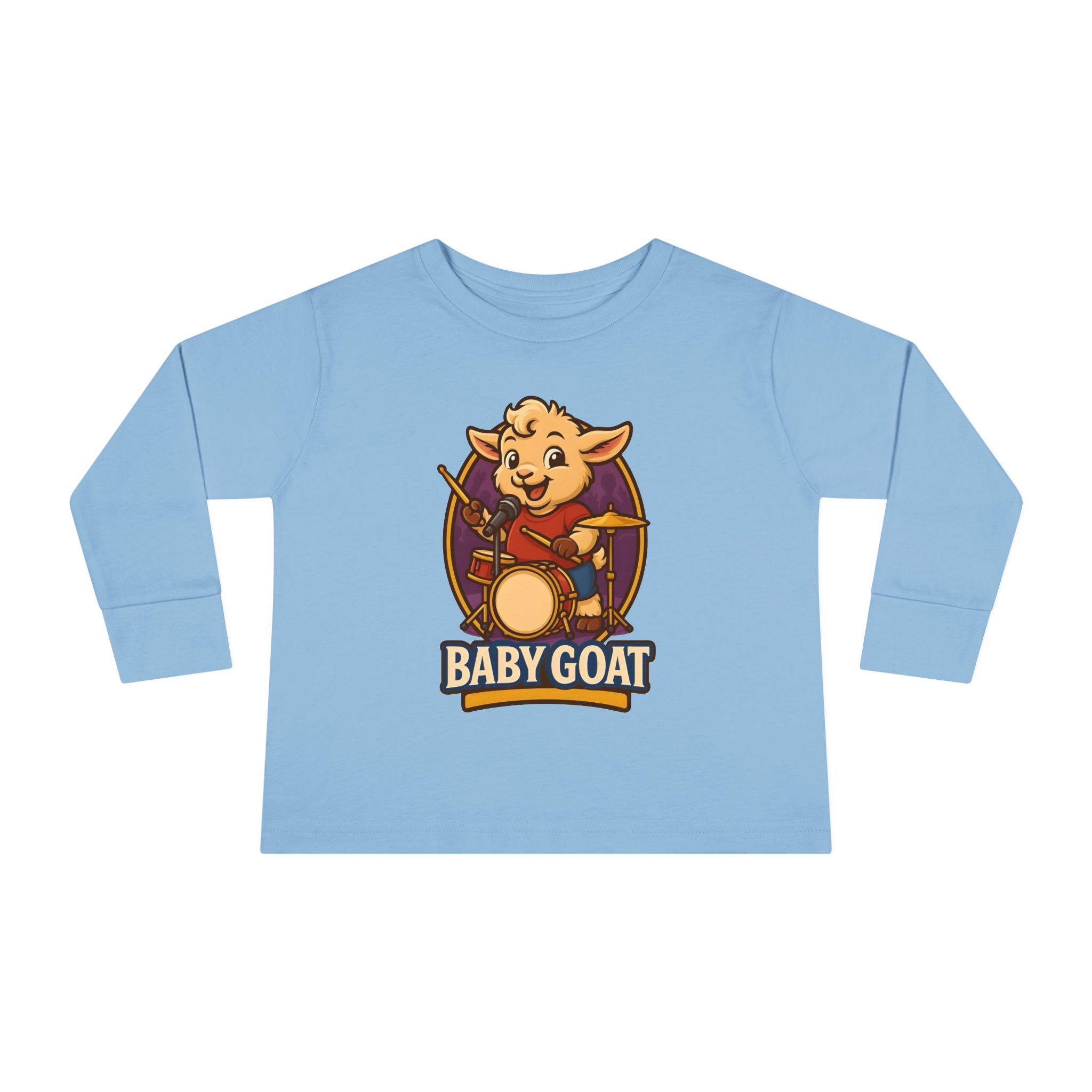 Toddler Tee — 'Baby Goat' Cute Drummer Goat Long Sleeve Kids Shirt