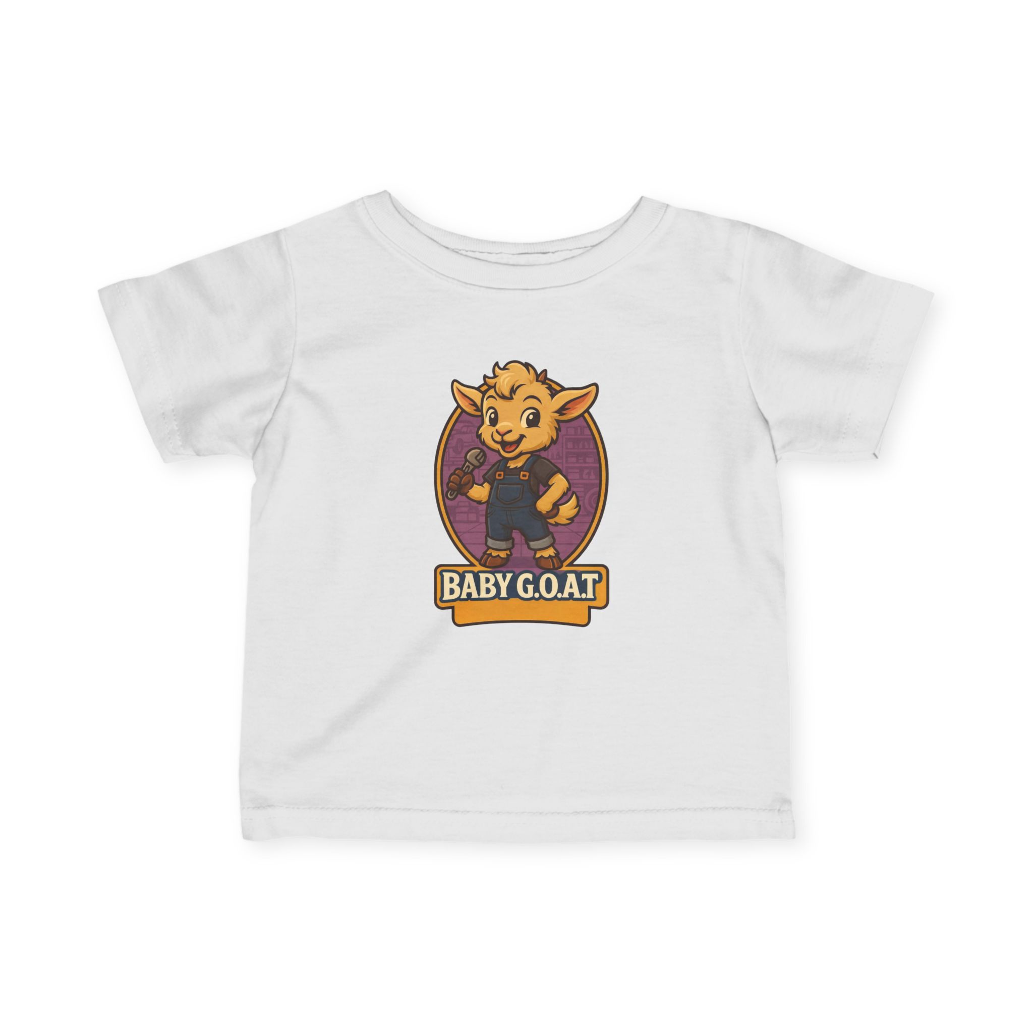 Ollie The Fix-It Goat Baby G.O.A.T. Infant Tee — Cute Cartoon Goat Baby Shirt
