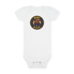Devon The Touchdown Star Yello Background Baby G.O.A.T. Organic Onesie - Cute Goat Graphic Infant Bodysuit