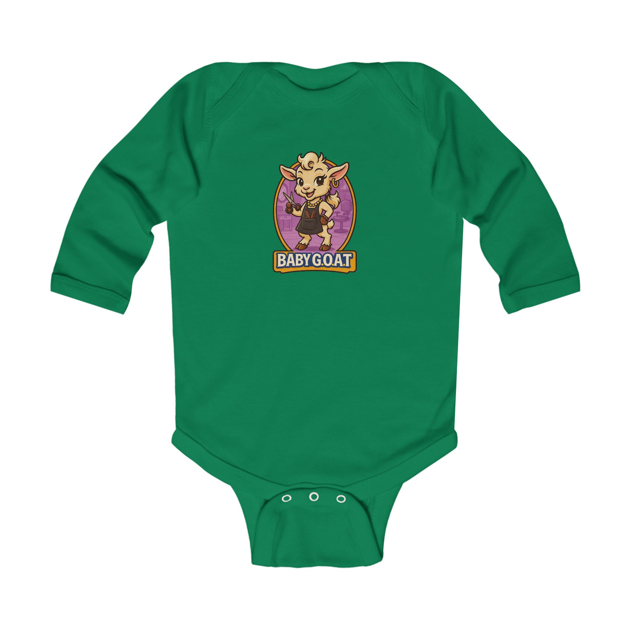 Joy The Stylist Baby Goat Infant Bodysuit — Cute Cartoon Kid Goat Long-Sleeve Onesie