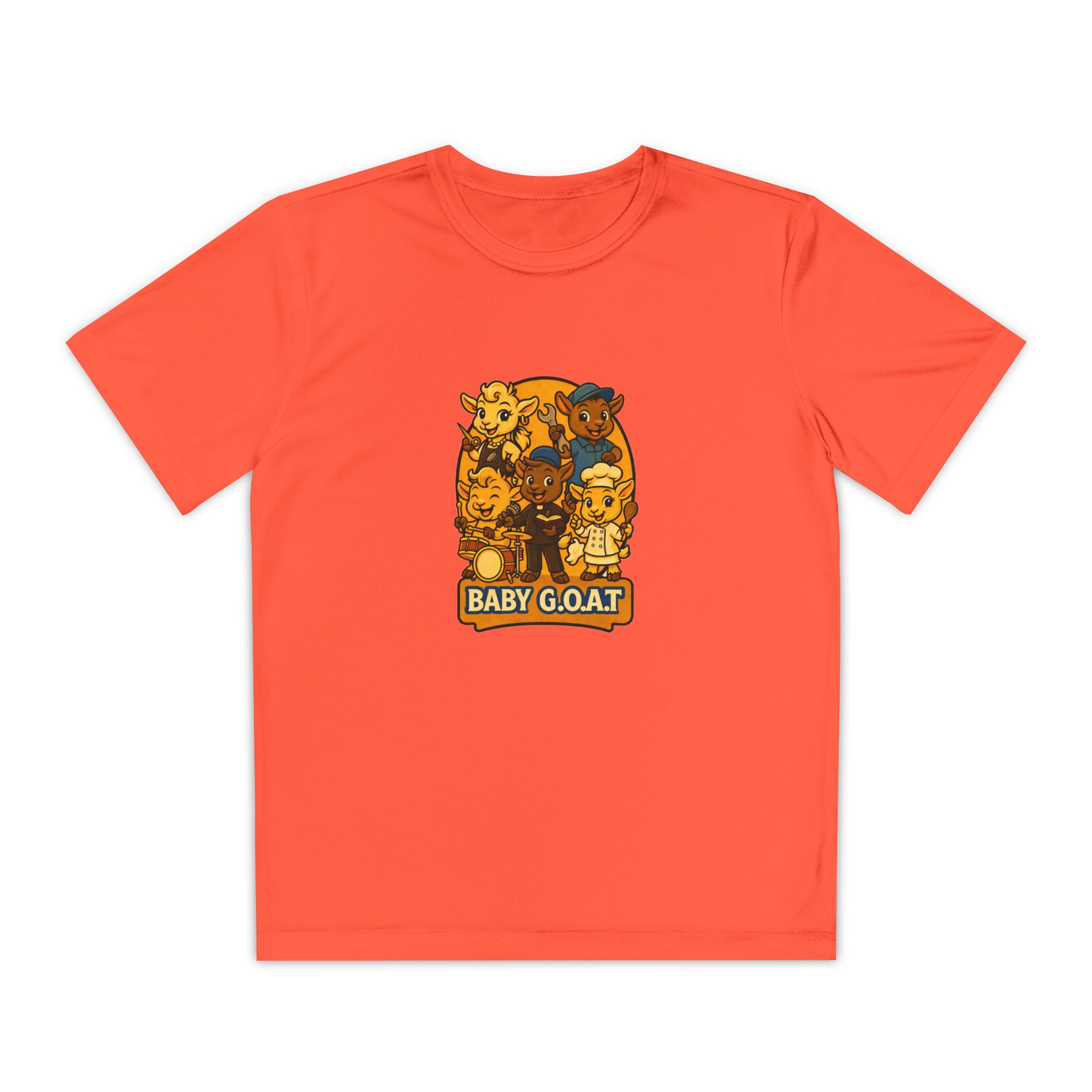 Future GOATs Club Baby G.O.A.T. Kids Tee — Cute Cartoon Animal Crew Youth T-Shirt