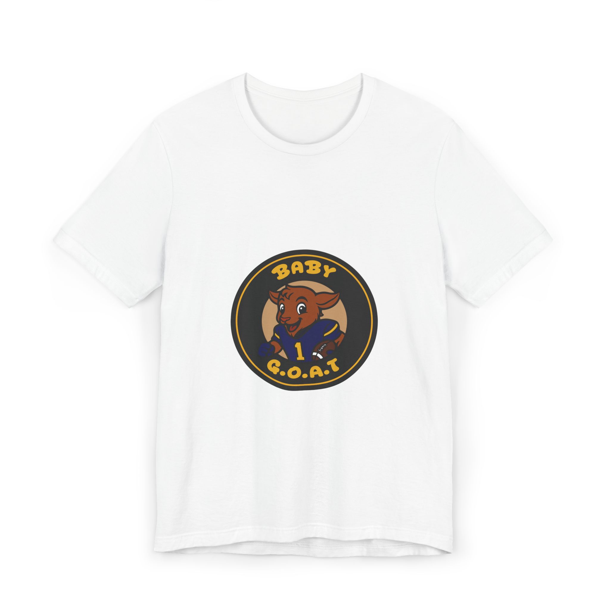 Devon The Touchdown Star Yello Background Baby G.O.A.T. T-Shirt — Cute Cartoon Goat Graphic Tee