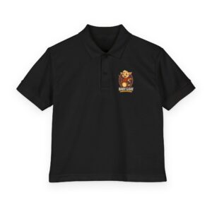 Rocky The Drummer Youth Polo — Baby Goat Cute Cartoon Logo Embroidered Kids Shirt