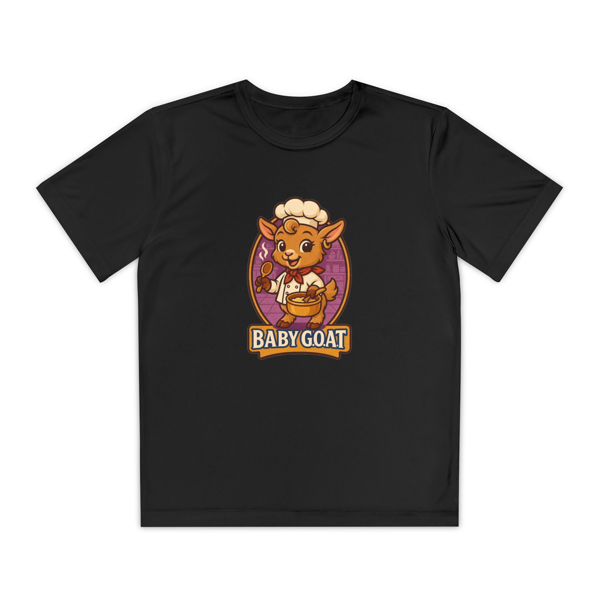 Mary The Cook Baby Goat Kids T-Shirt — Cute Chef Kid Goat Illustration