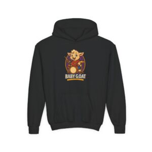 Rocky The Drummer  Baby Goat Youth Hoodie — Cute Cartoon Kid’s Hoodie with "Baby Goat" Design