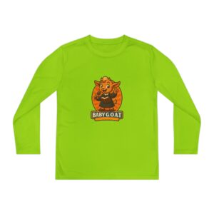 Theo The Storyteller Baby Goat Youth Long Sleeve Tee — Cute Cartoon Kid’s Goat Graphic Shirt