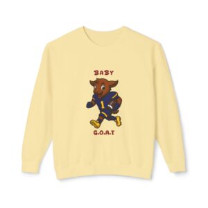 Devon The Touchdown Star In Action GOAT Baby Crewneck Sweatshirt — Cute Running Goat Football Design