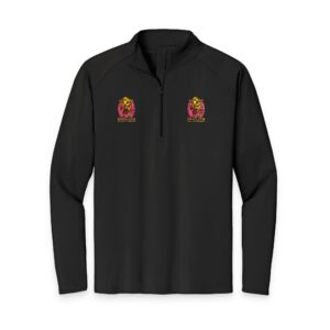 Joy The Stylist Embroidered Floral Crest Quarter-Zip Pullover