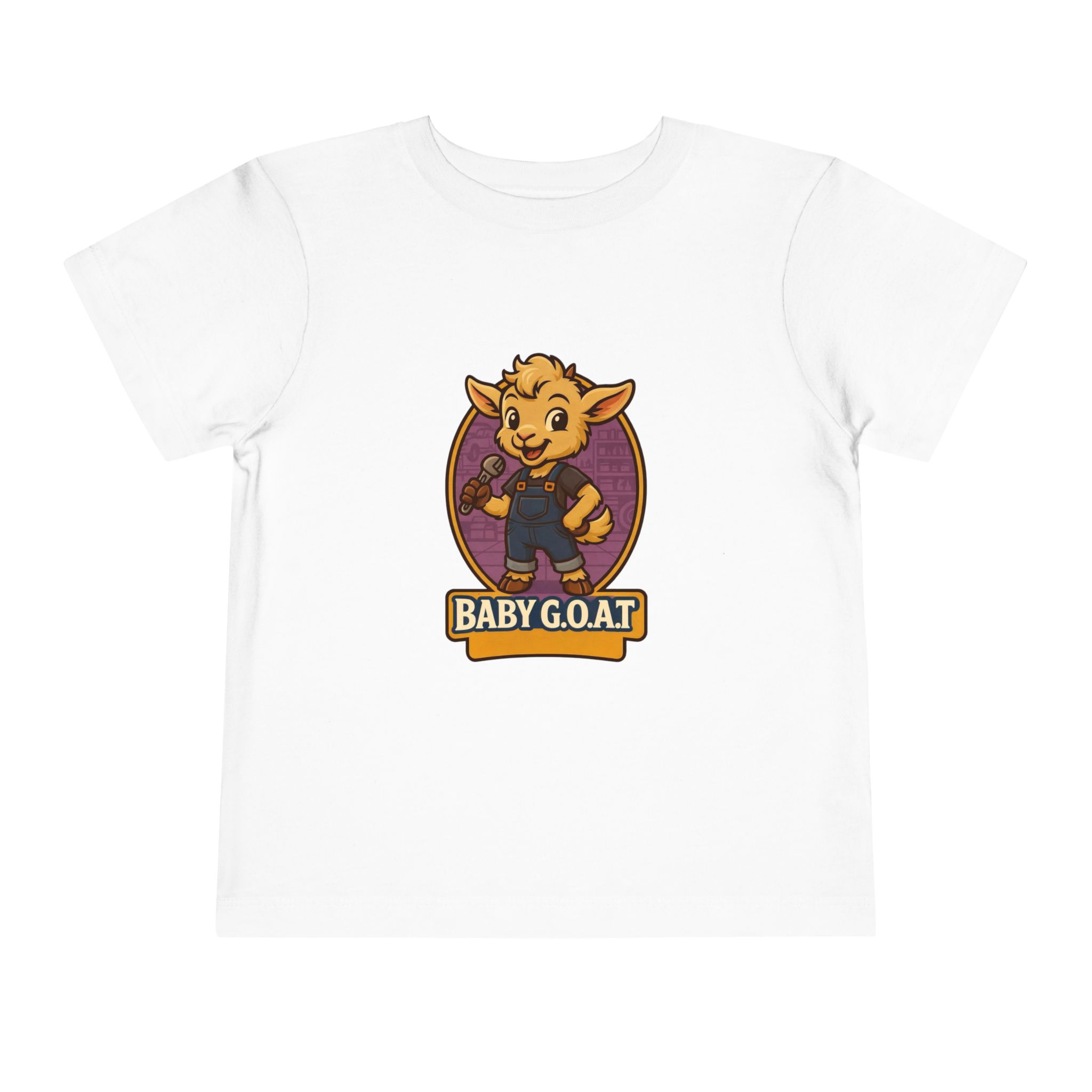 Ollie The Fix-It Goat Baby G.O.A.T. Toddler Tee — Cute Goat Cartoon Shirt for Little Kids